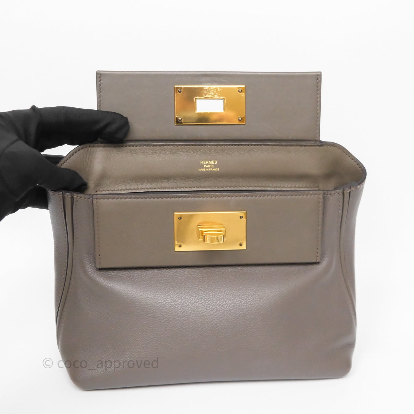 Hermès 24/24 21 Mini Gris Etain 8F Evercolor/ Swift Gold Hardware