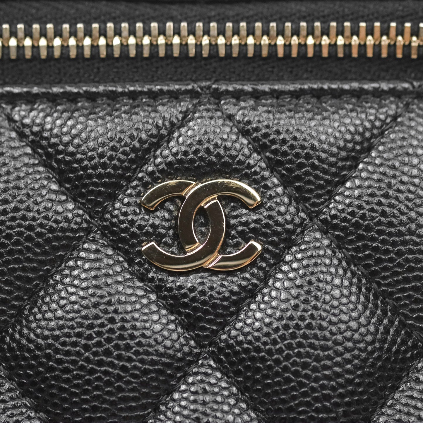 Chanel Classic Mini Vanity With Chain Black Caviar Gold Hardware