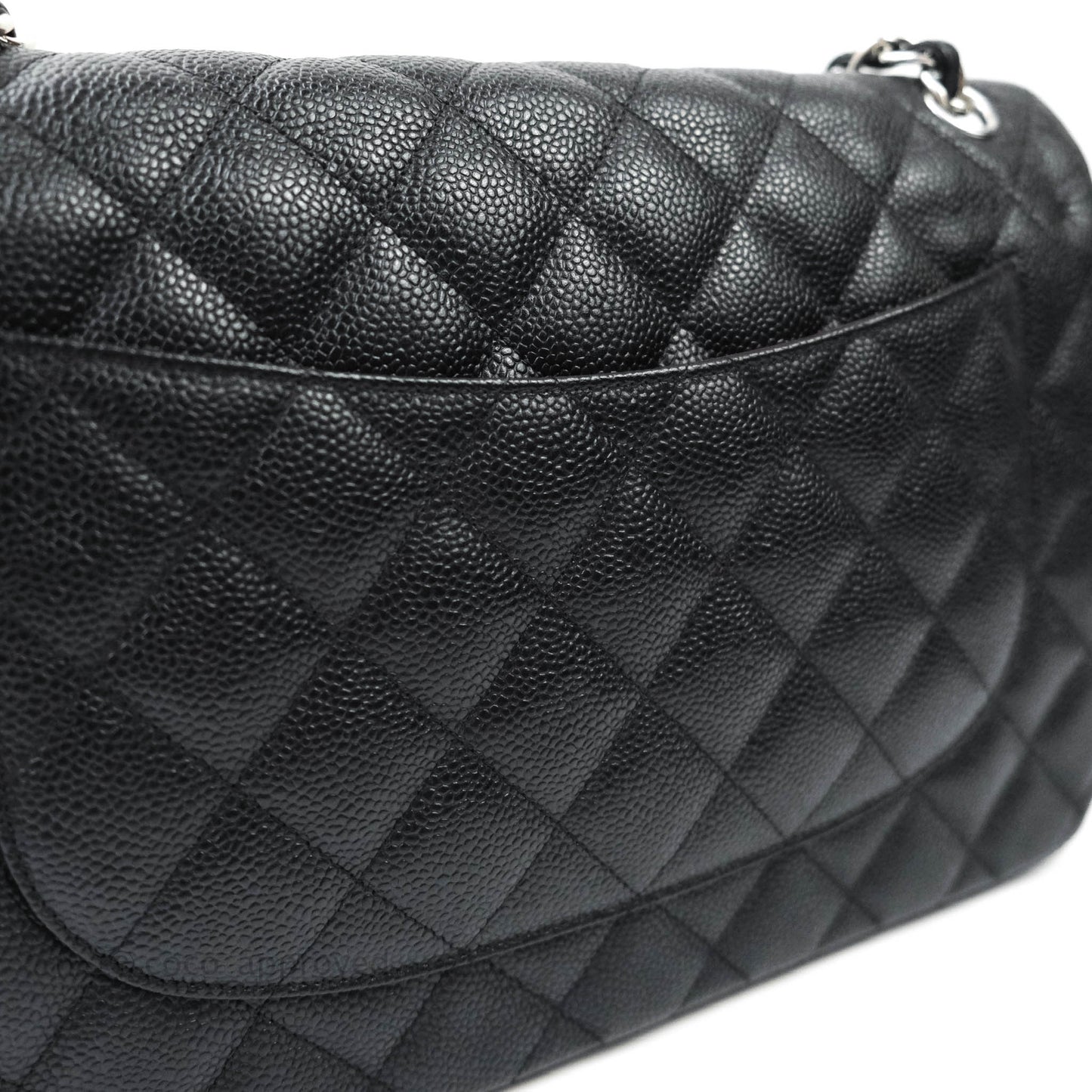 Chanel Jumbo Double Flap Black Caviar Silver Hardware⁣⁣