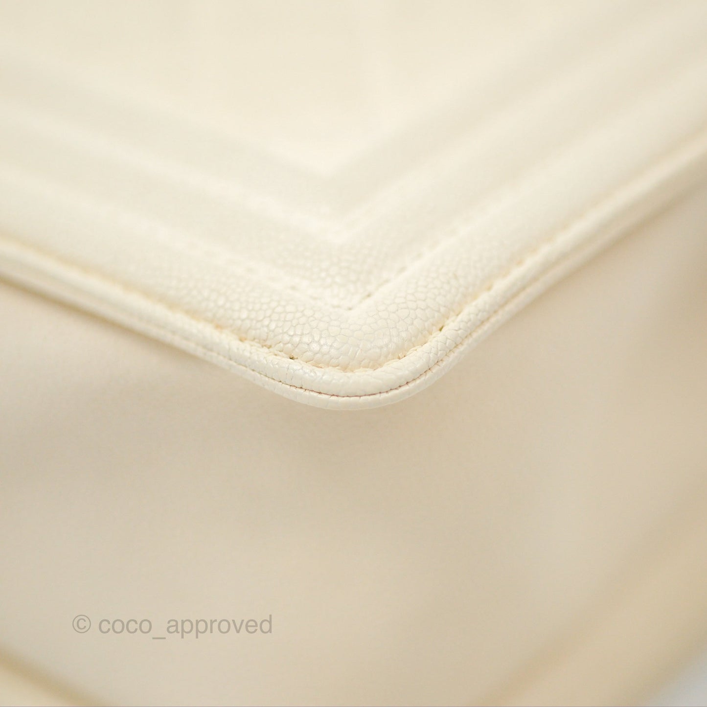 Chanel Medium Boy Quilted Ivory Caviar Aged Gold Hardware