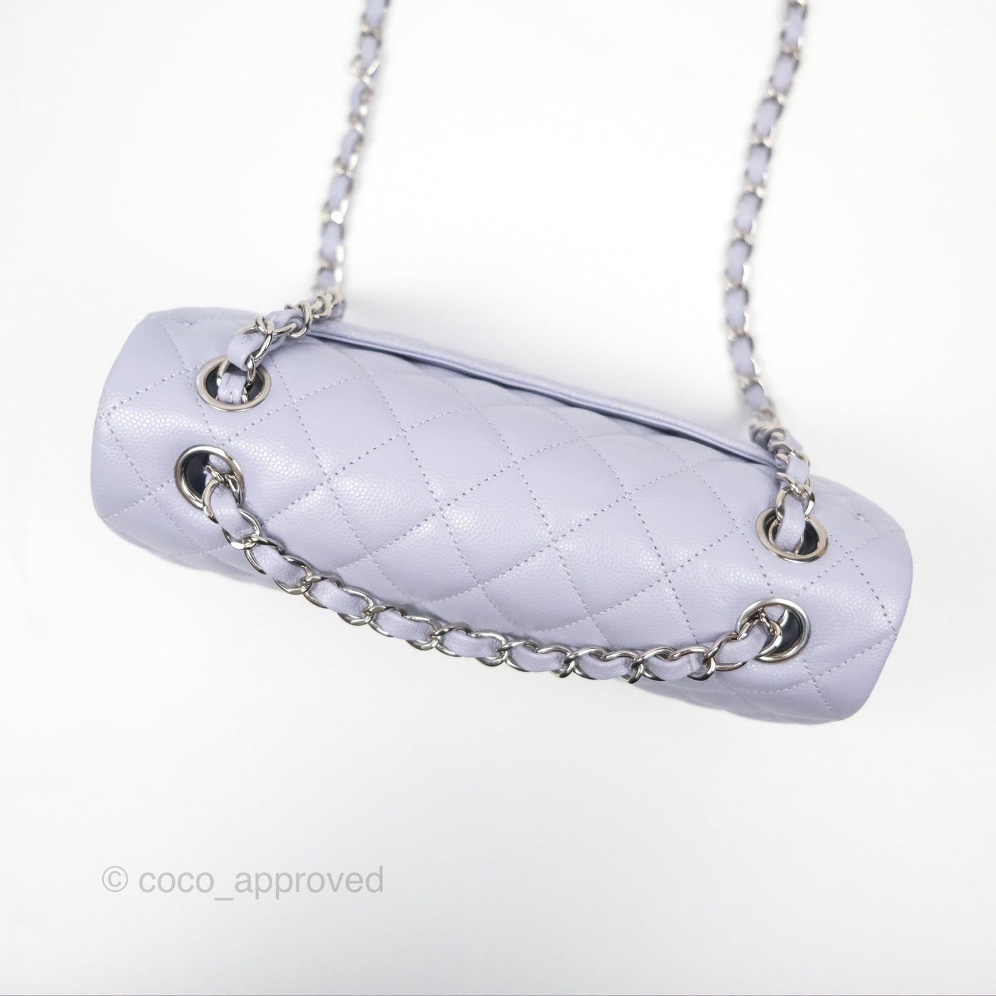 Chanel Small Classic Quilted Flap Lilac Caviar Silver Hardware 21K