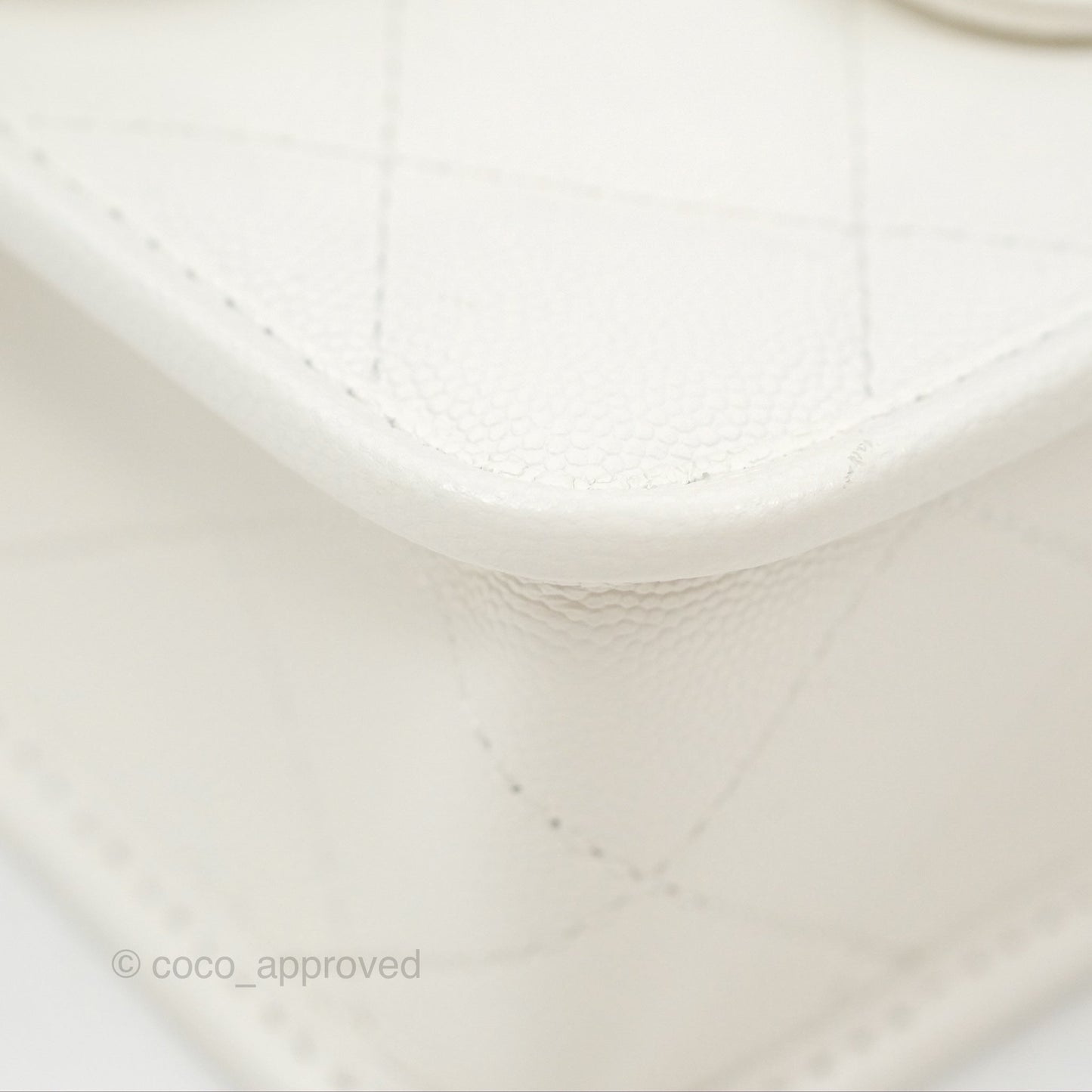 Chanel Mini School Memory Top Handle Flap White Caviar 22K