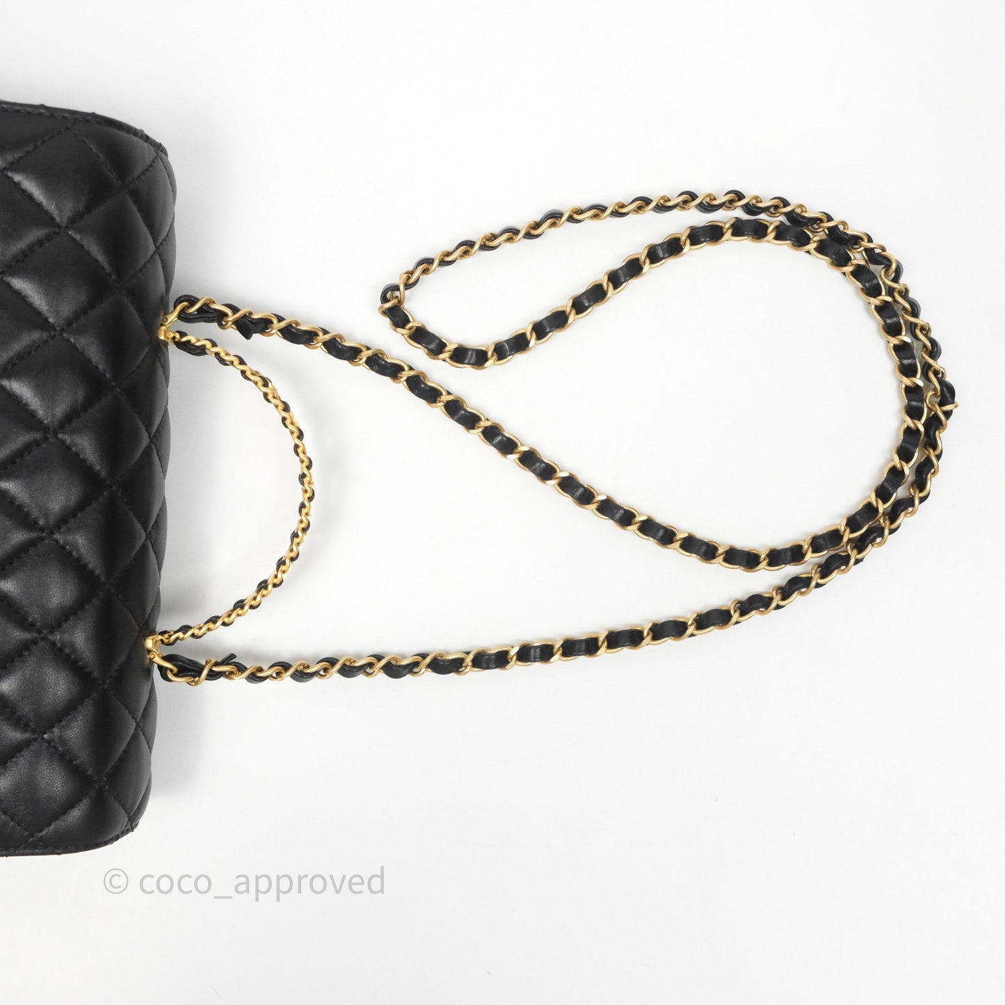 Chanel Logo Top Handle Small Flap Bag Black Lambskin Gold Hardware 24C