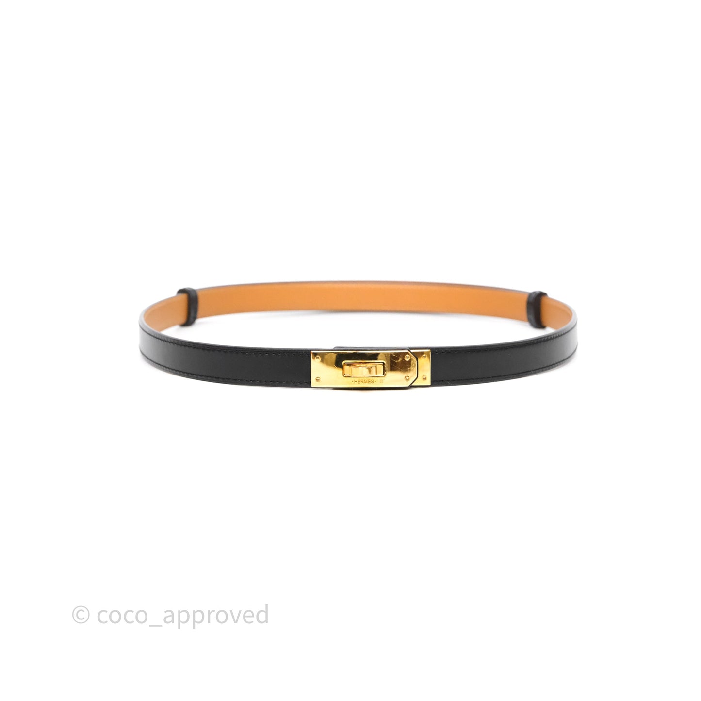 Hermès Kelly Buckle Belt Black Noir 89 Box Leather Gold Hardware