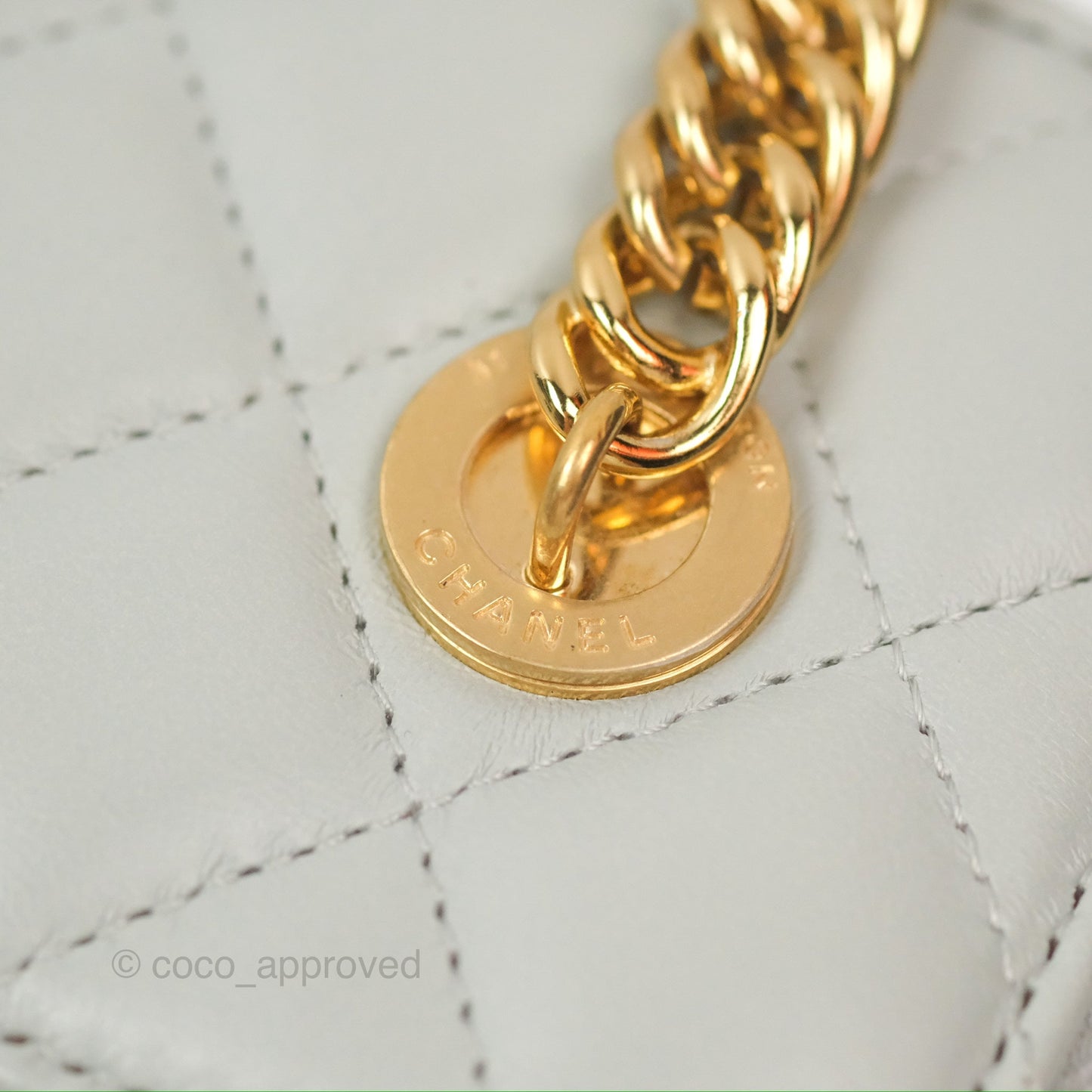 Chanel Quilted Vanity Rectangular with Chain Grey Blue Lambskin Gold Hardware