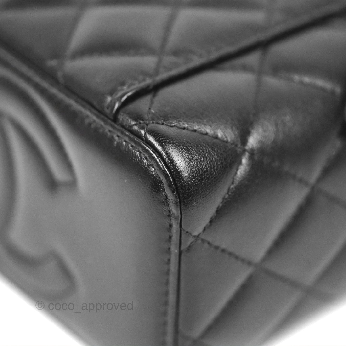 Chanel Vanity Rectangular Top Handle Black Lambskin Gold Hardware