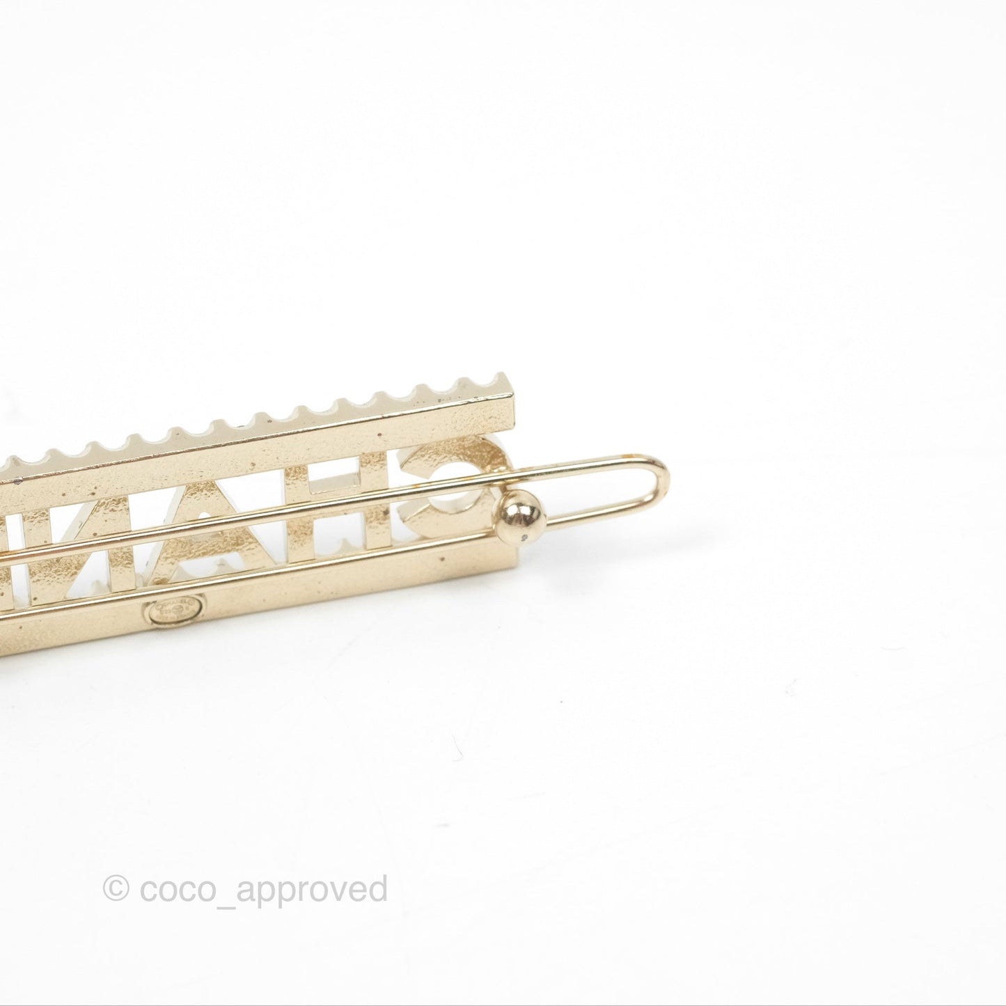 Chanel Crystal Hair Clip Gold Tone 22S