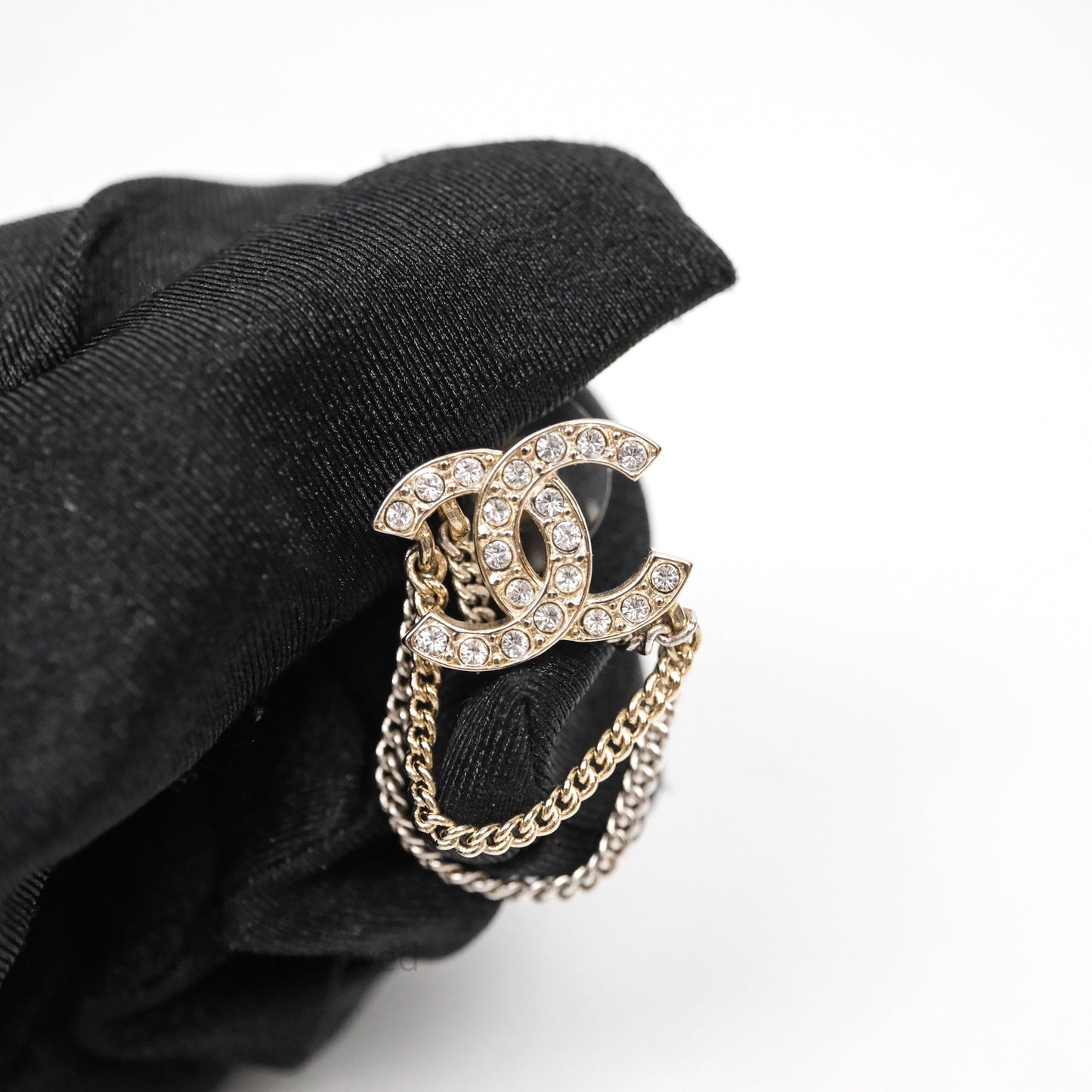 Chanel Crystal CC Chain Pendant Earrings 21B