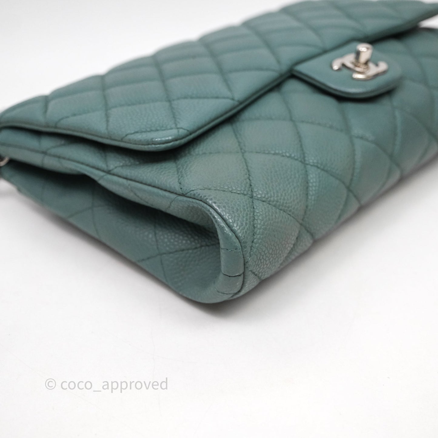 Chanel Quilted Clutch with Chain Green Caviar Gold Hardware