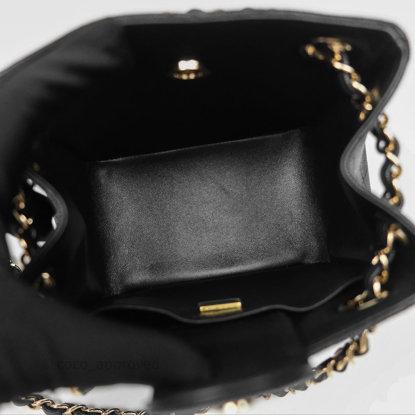 Chanel Mini Bucket Tote Black Caviar Gold Hardware 22S