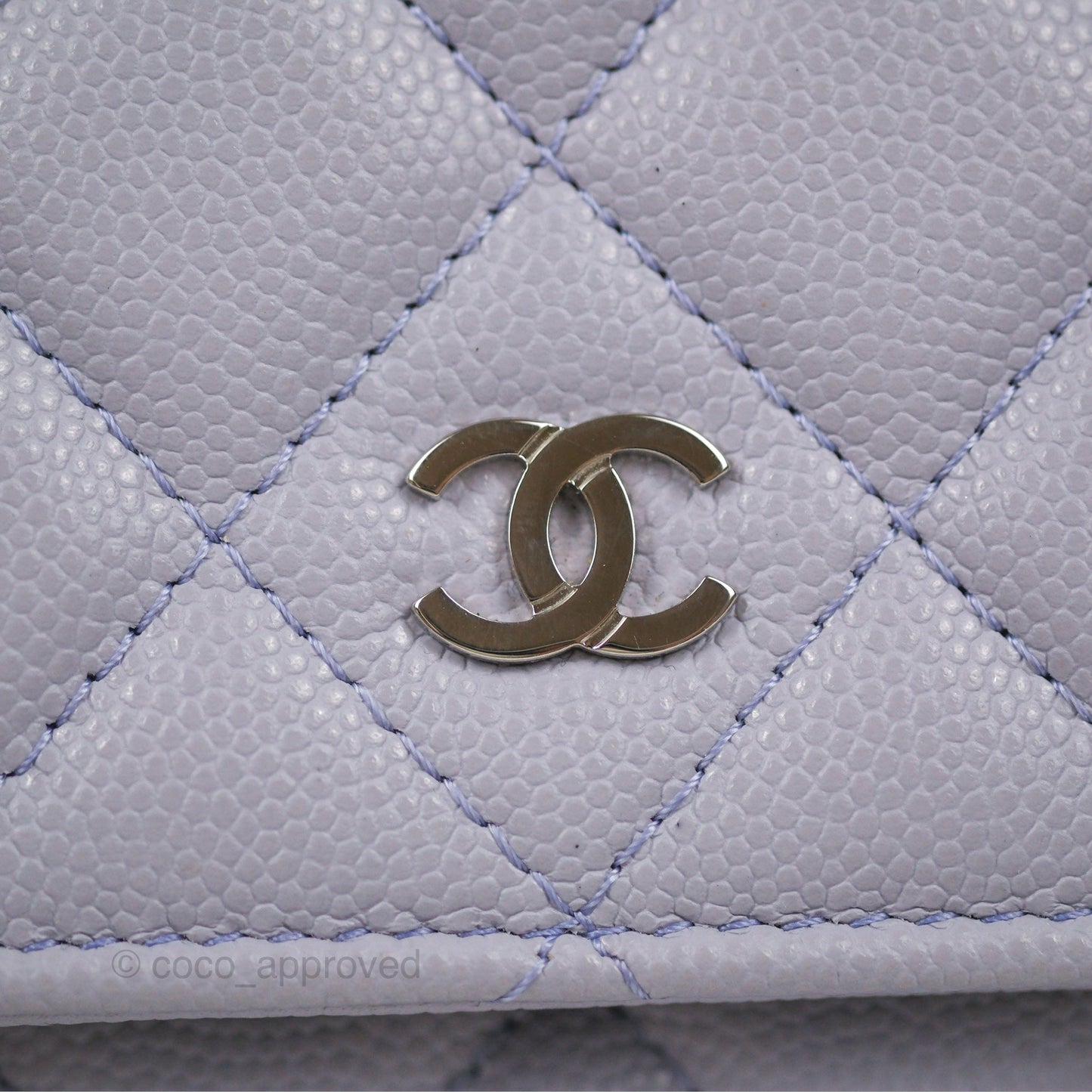 Chanel Quilted Classic Wallet on Chain WOC Lilac Caviar Silver Hardware