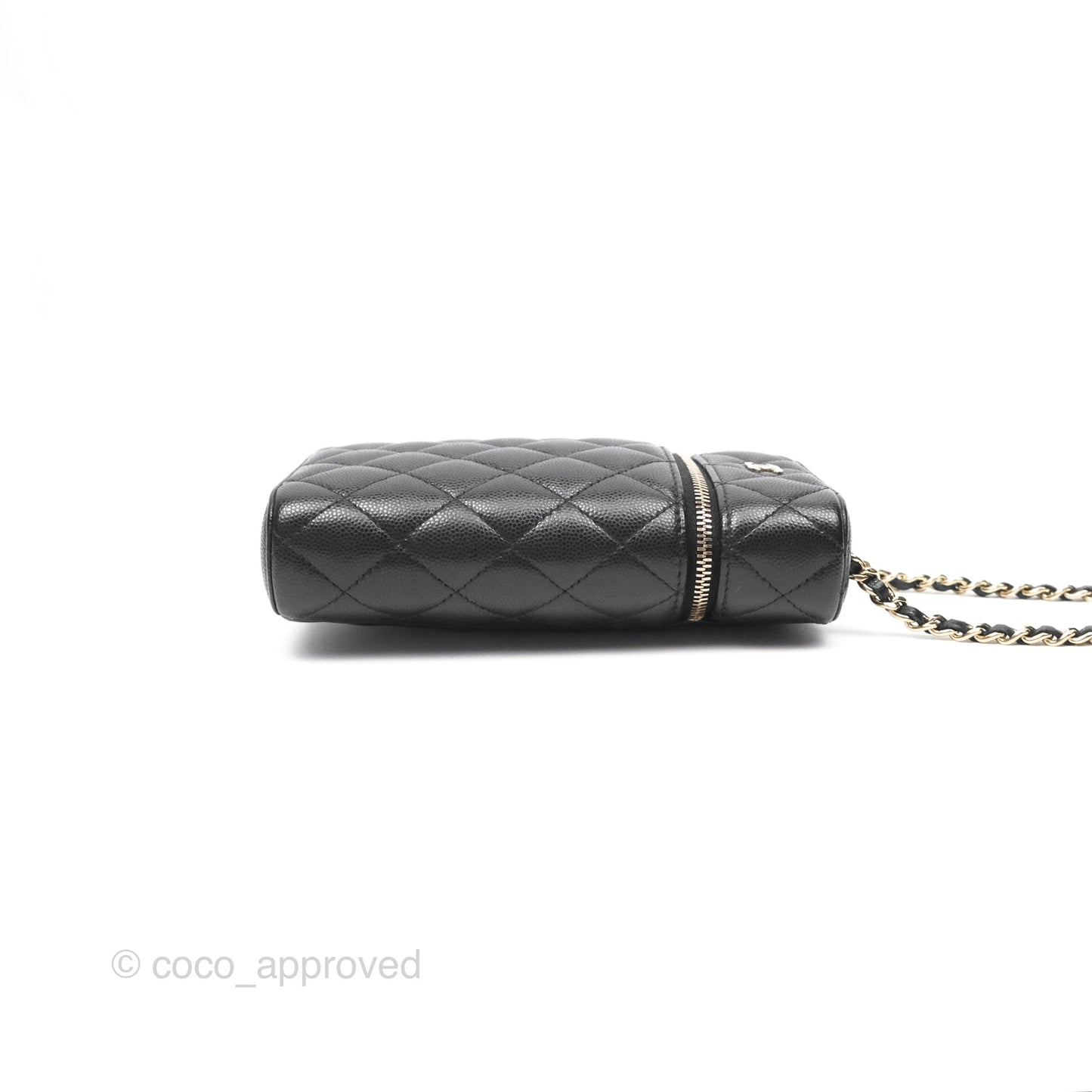 Chanel Vanity Phone Holder With Chain Black Caviar Gold Hardware