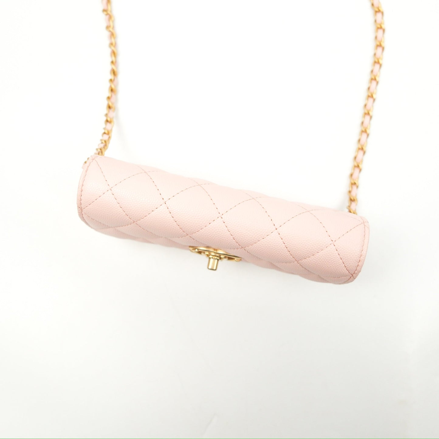 Chanel Mini WOC Phone Holder Pink Caviar Gold Hardware