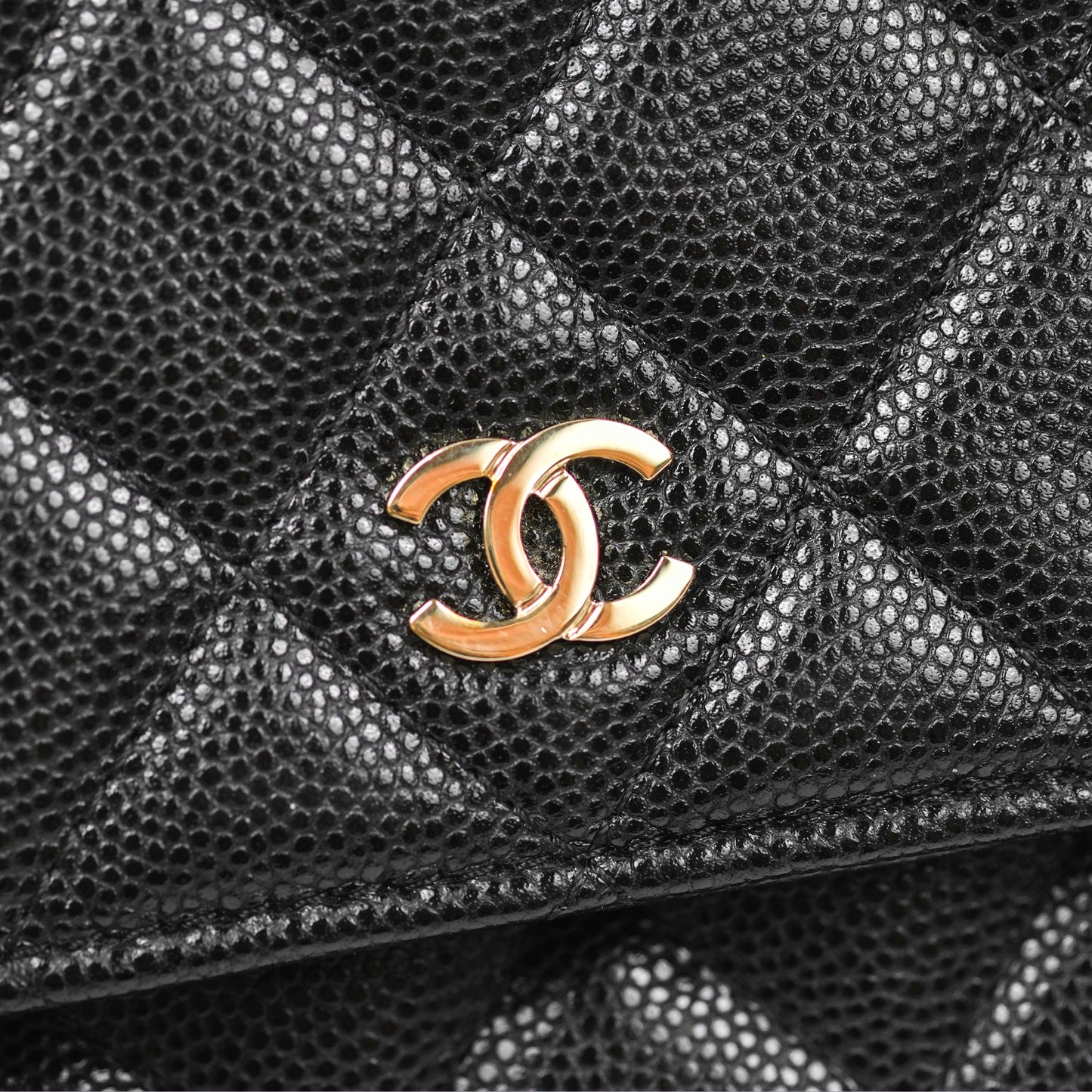 Chanel Square Flap WOC Black Caviar Gold Hardware