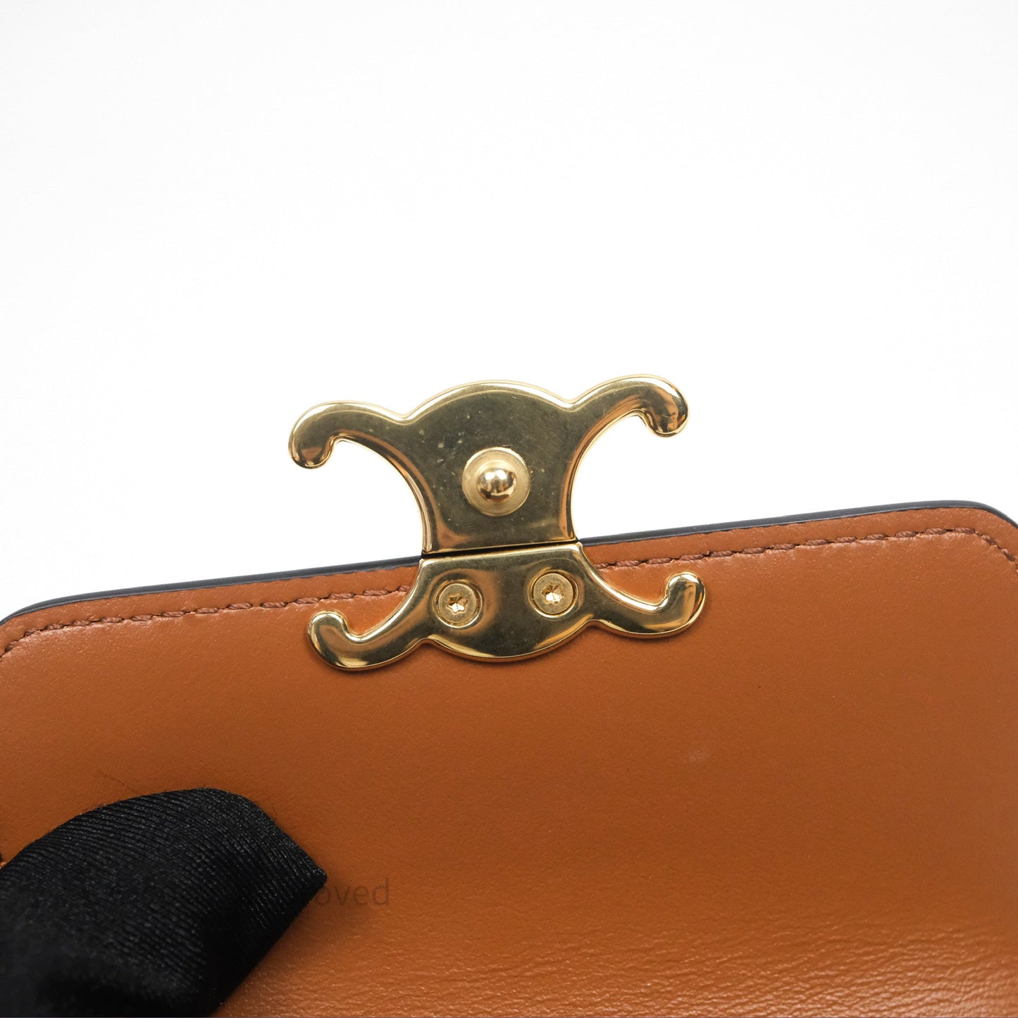 Celine Compact Wallet with Coin Triomphe Canvas Tan Lambskin