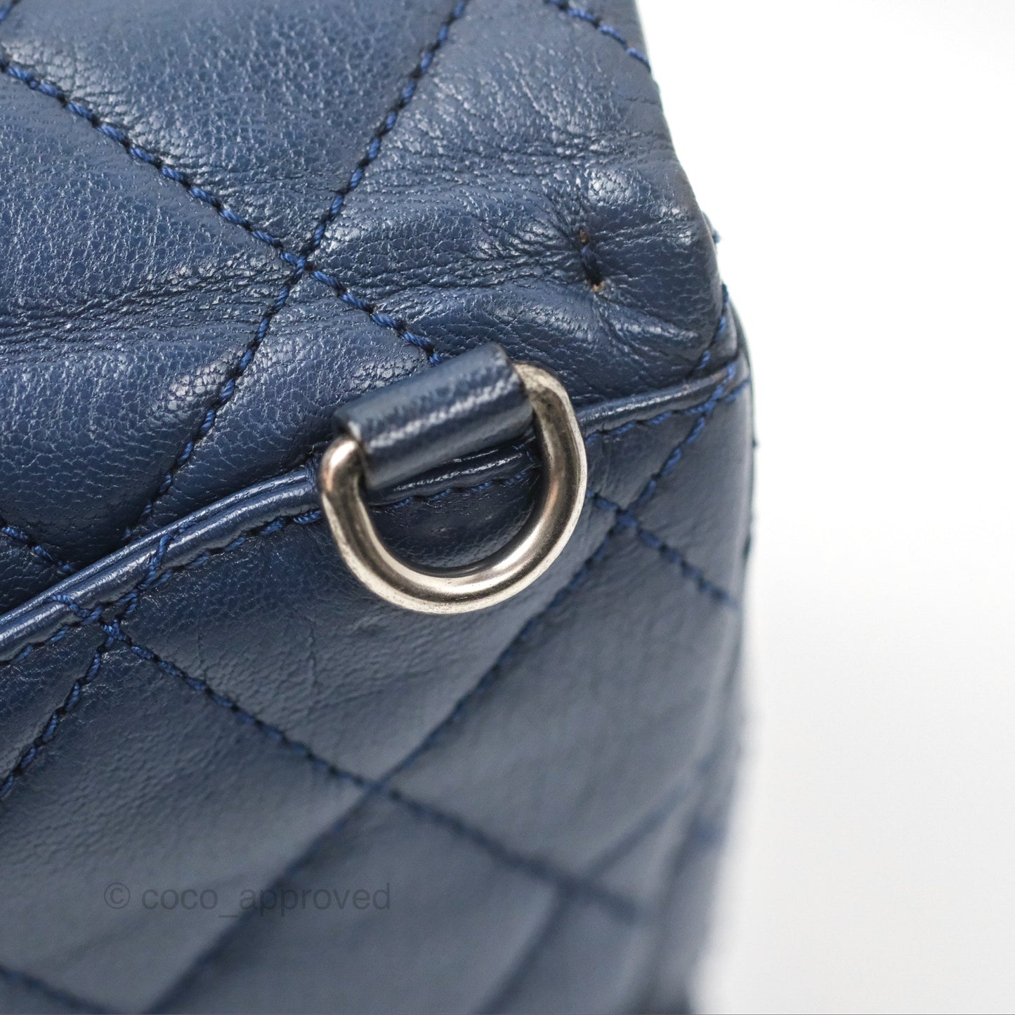 Chanel Quilted Small Double Carry Waist Chain Flap Dark Blue Shiny Goatskin