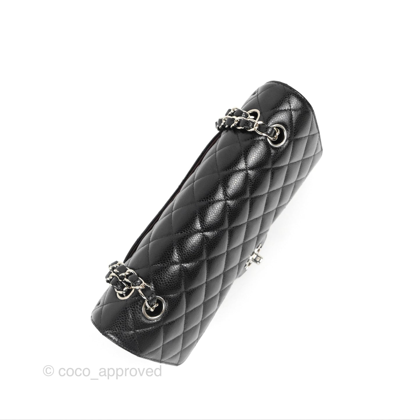 Chanel Classic M/L Medium Flap Quilted Black Caviar Silver Hardware