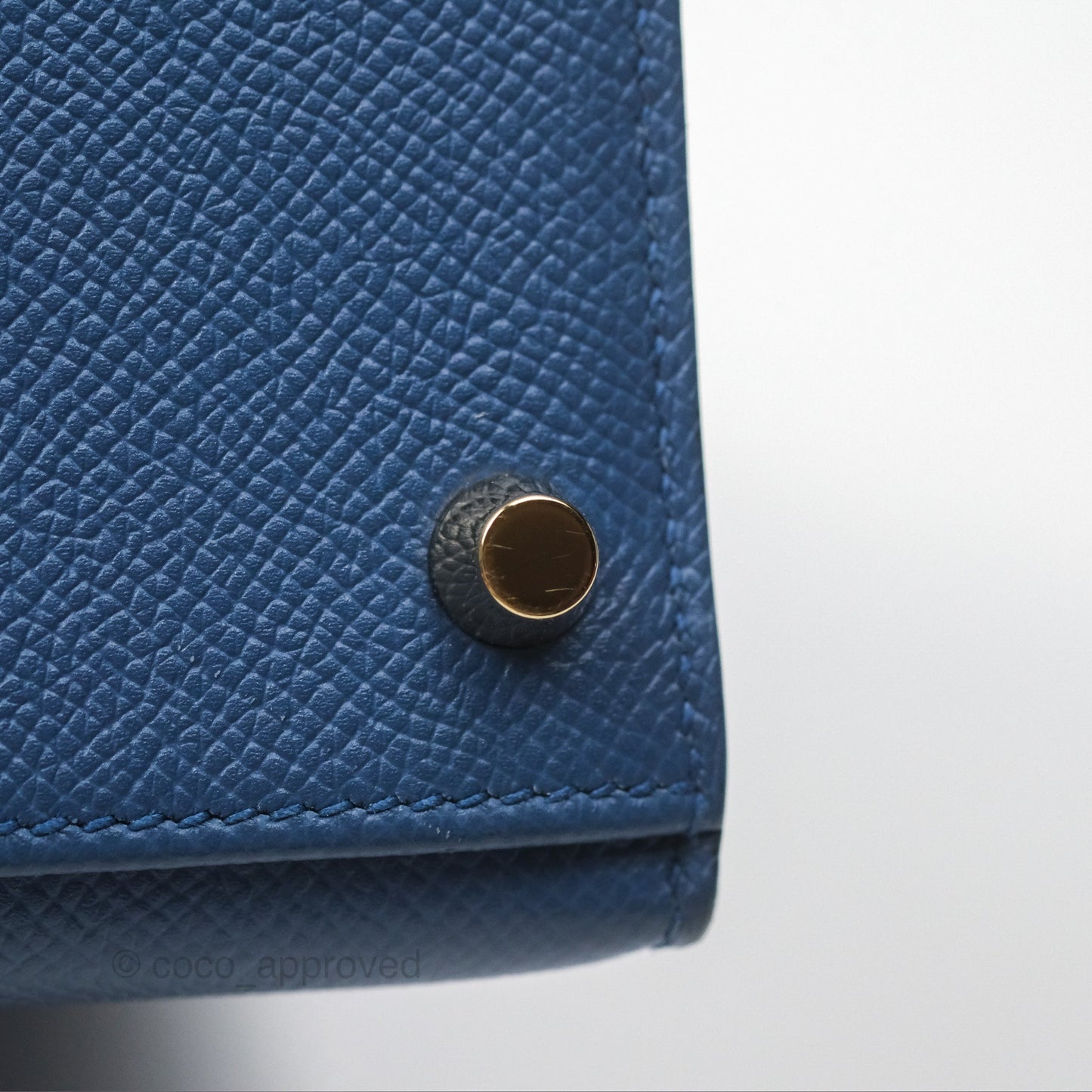 Hermès Sellier Kelly 28 Blue Epsom Gold Hardware