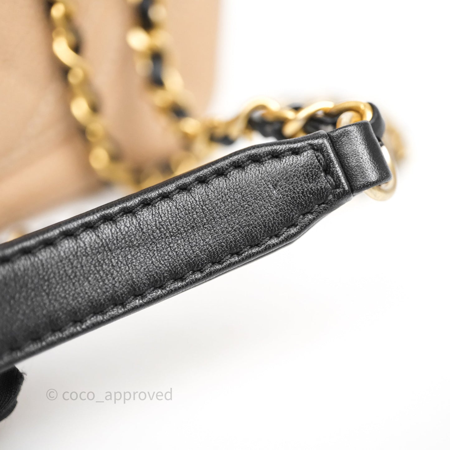 Chanel Small CC Filigree Flap Quilted Beige Black Caviar