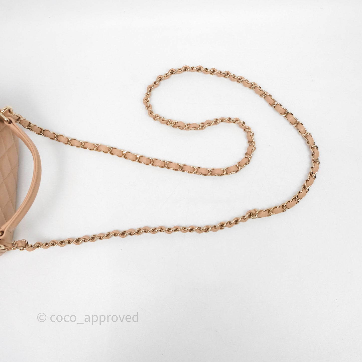 Chanel Top Handle Vanity With Chain Beige Lambskin Aged Gold Hardware