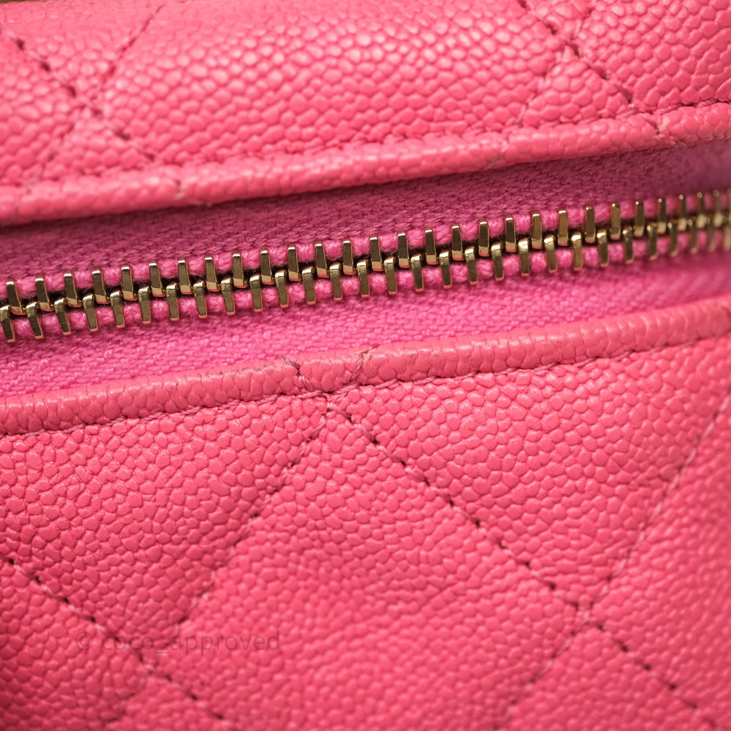 Chanel Quilted Mini Top Handle Vanity With Chain Pink Caviar Aged Gold Hardware