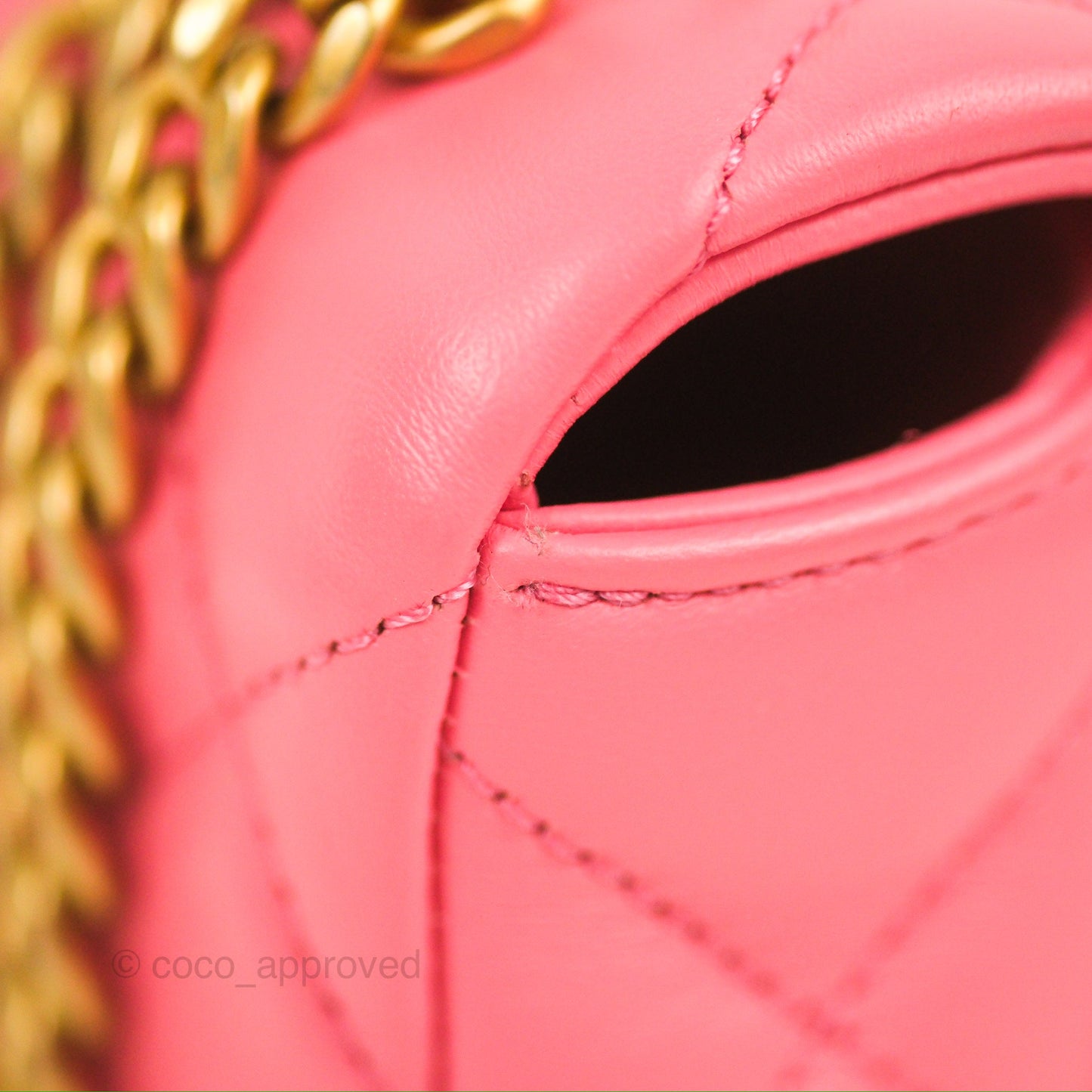 Chanel Quilted Pending CC Enamel Flap Pink Lambskin Aged Gold Hardware 22P