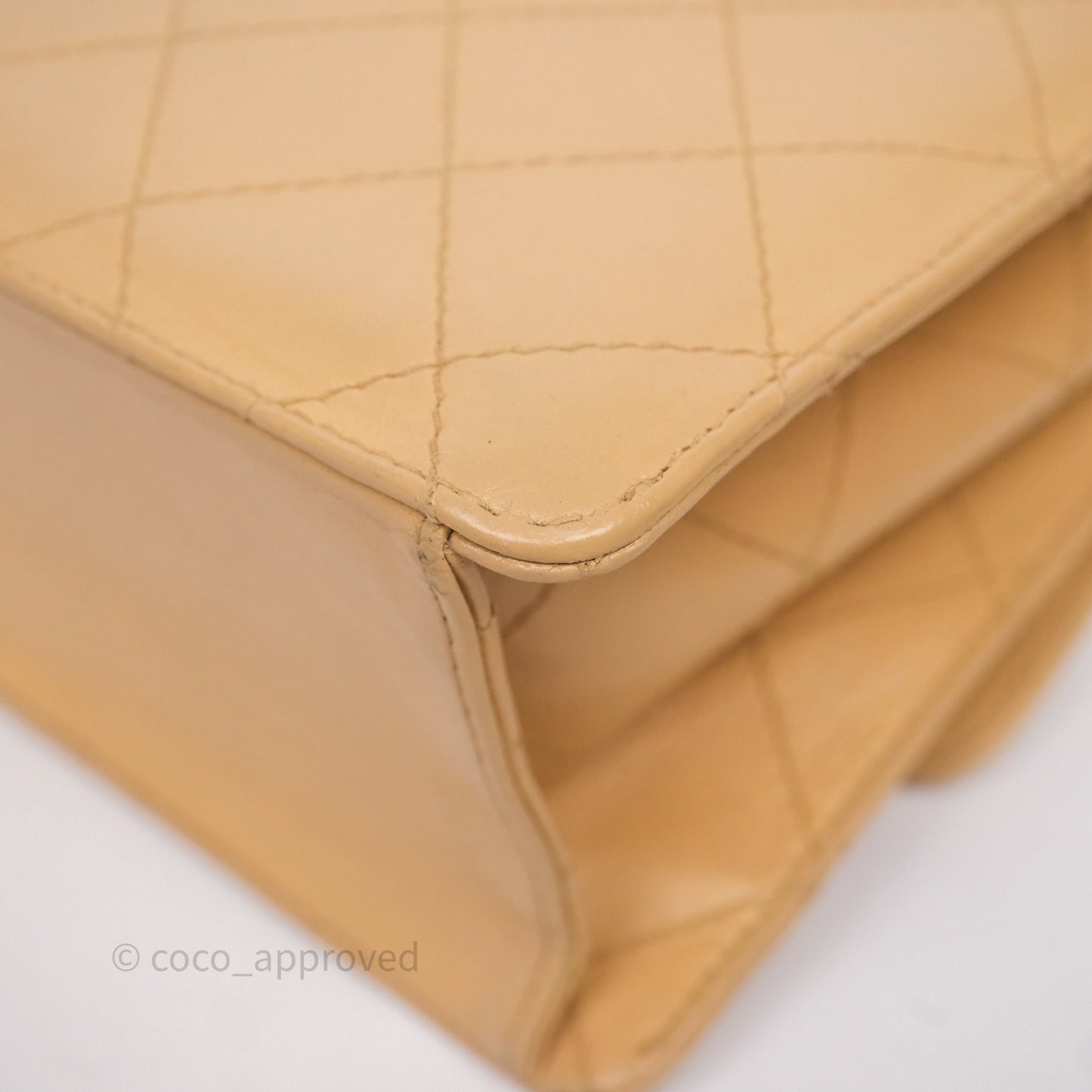 Chanel Vintage Quilted Kelly Shoulder Bag Beige Silver Hardware