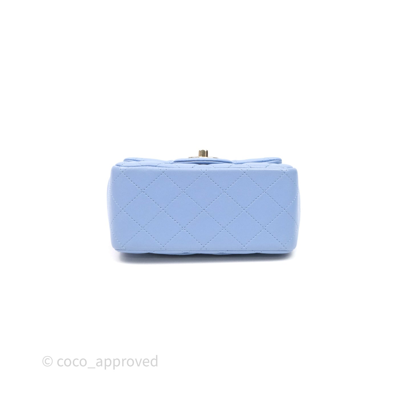 Chanel Mini Square Quilted Sky Blue Lambskin Gold Hardware