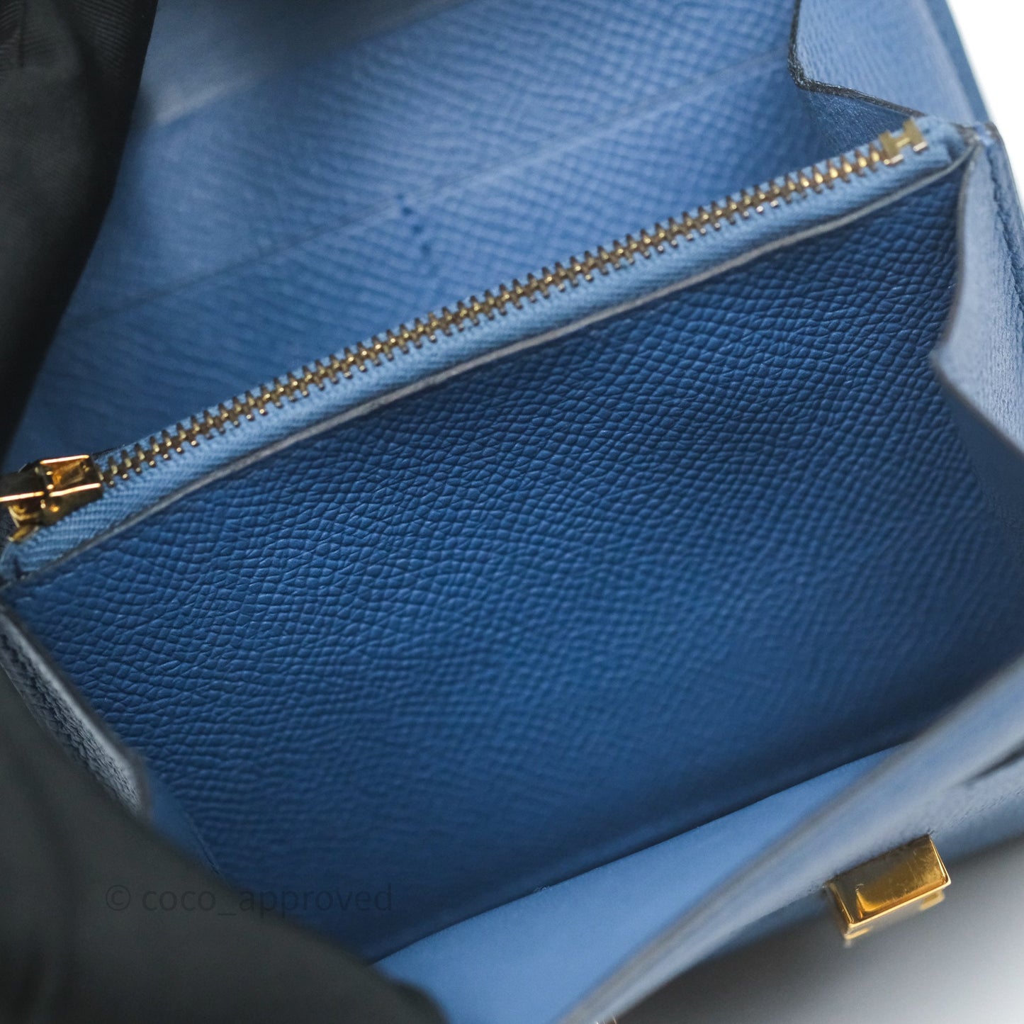 Hermès Constance Short Wallet Bleu Agate R2 Epsom Gold Hardware