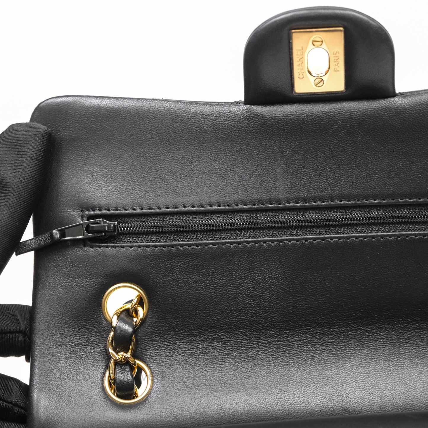 Chanel Small Classic Flap Quilted Black Lambskin Gold Hardware