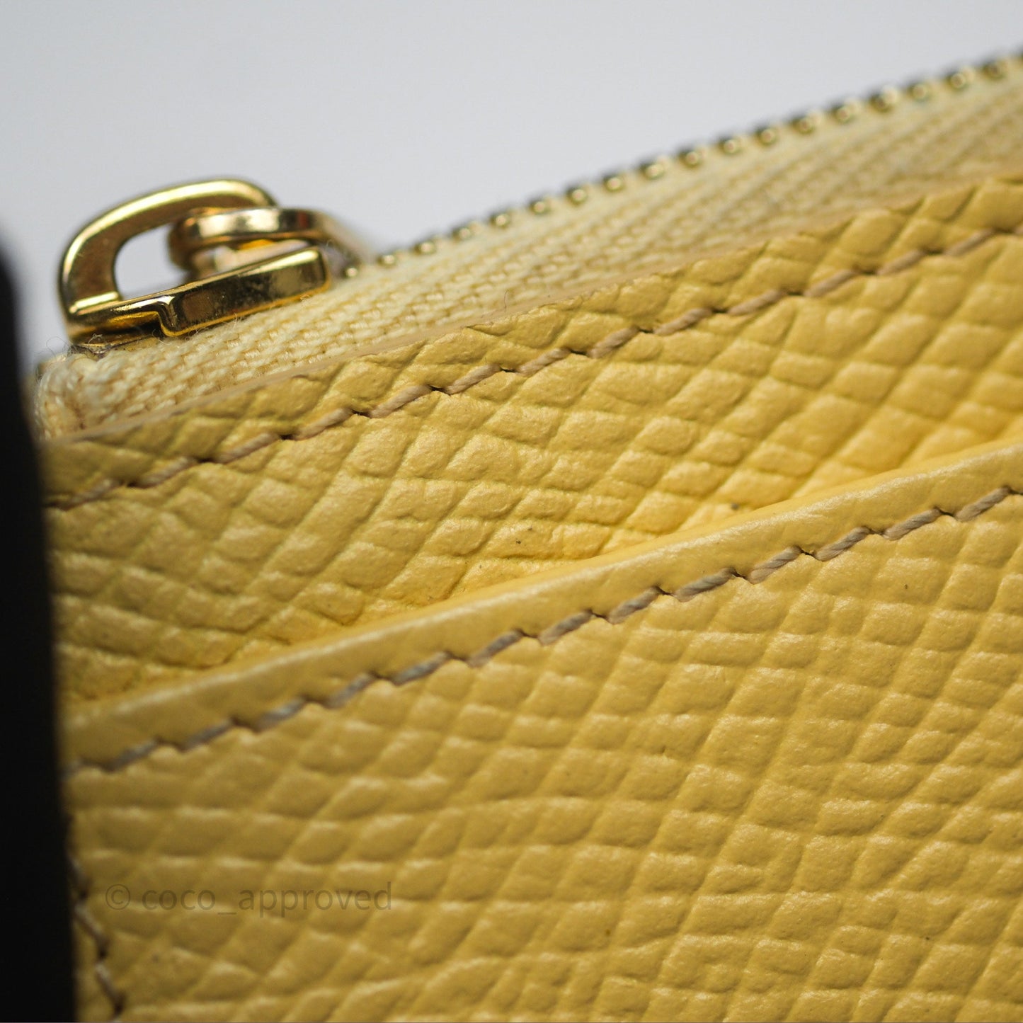 Celine Zipped Card Holder in Grained Calfskin Yellow