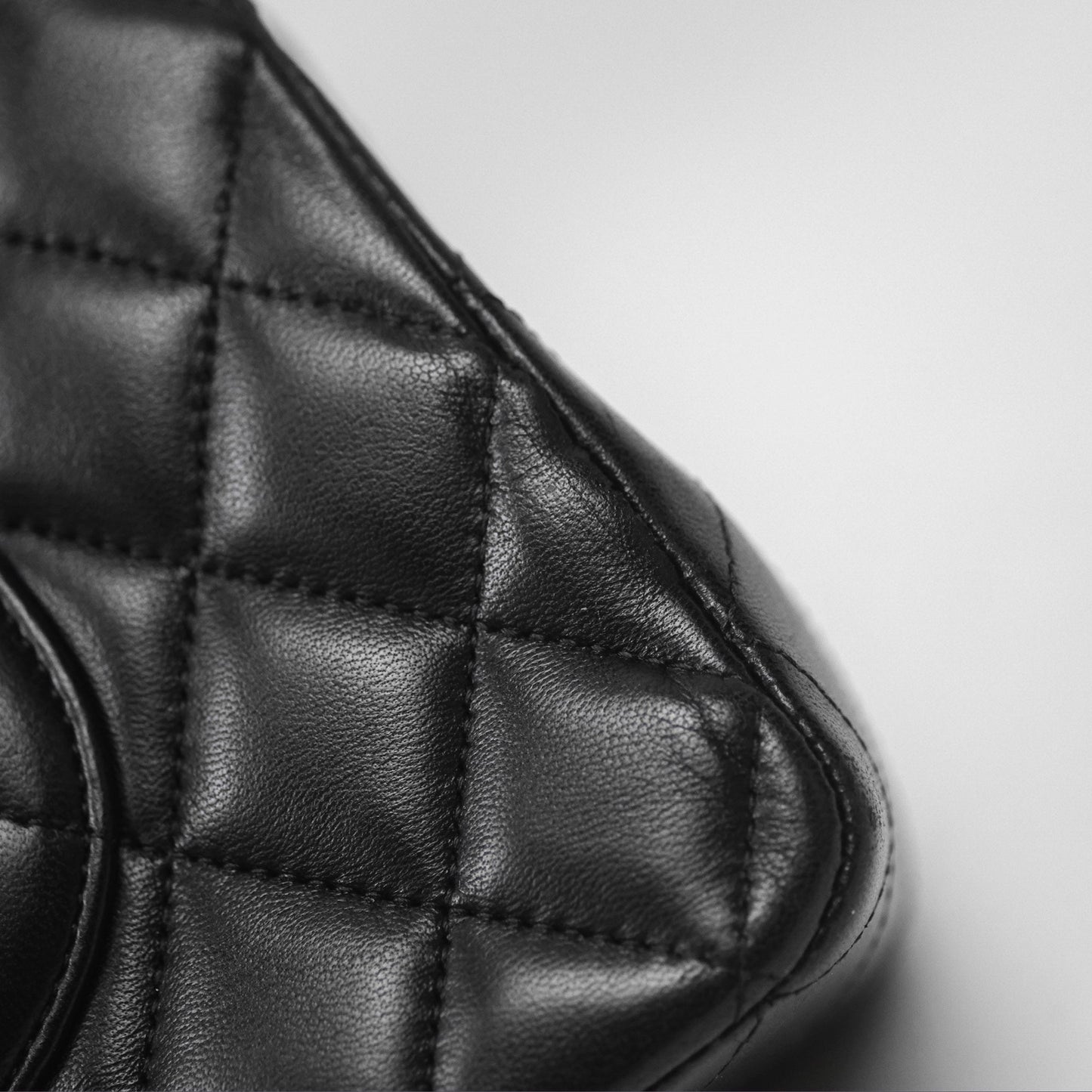 Chanel Classic M/L Medium Flap Quilted Black Lambskin Silver Hardware