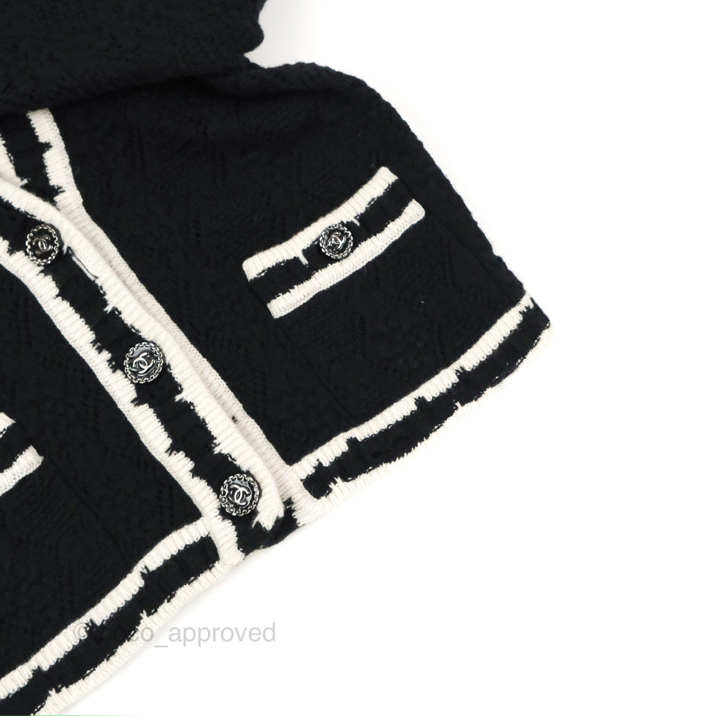 Chanel Black & White Cashmere Cardigan 22C
