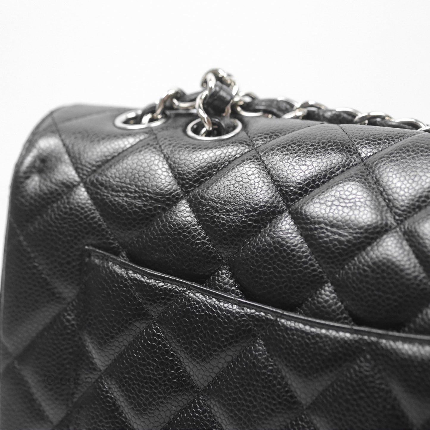 Chanel Jumbo Single Flap Black Caviar Silver Hardware⁣⁣