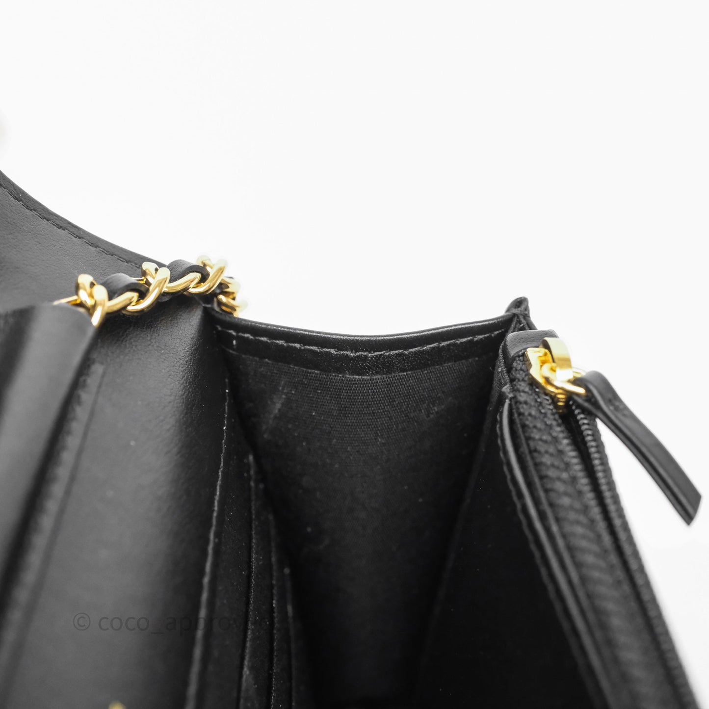 Chanel Quilted Wallet on Chain WOC Stitching Black Calfskin Gold Hardware