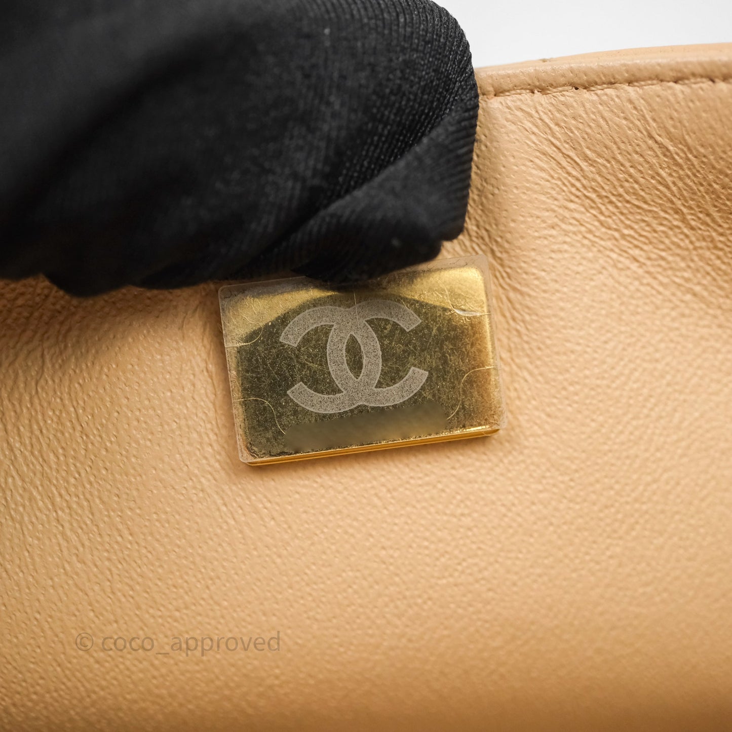 Chanel Mini Rectangular Quilted Beige Lambskin Light Gold Hardware