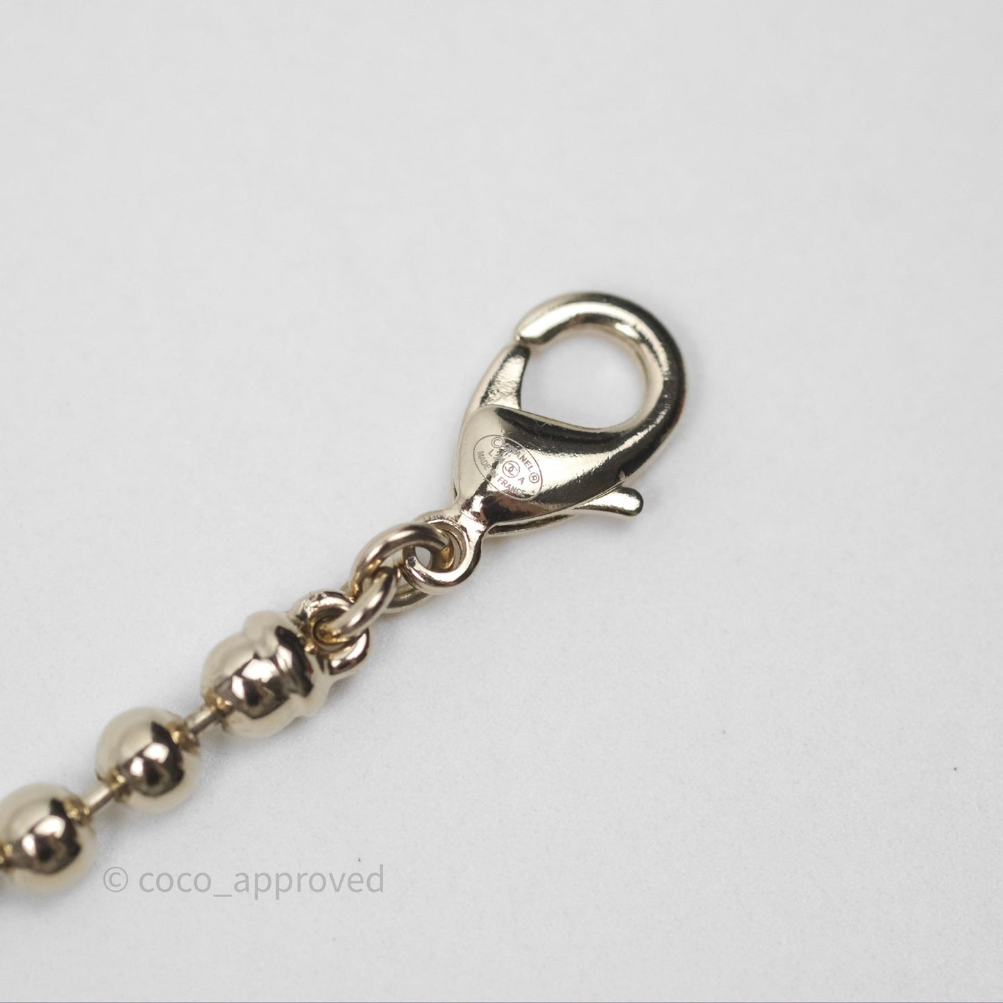 Chanel CC Guitar Drop Necklace Gold Tone 24A