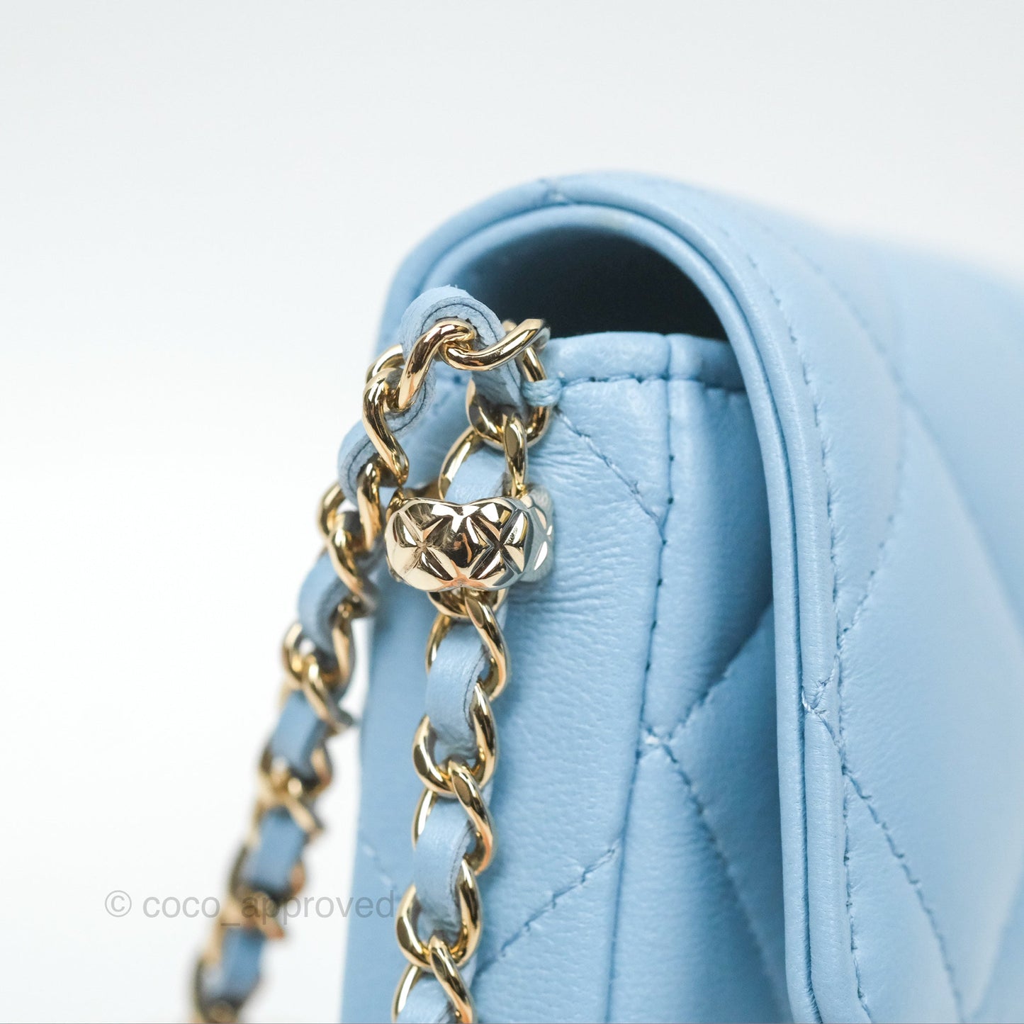 Chanel Mini Clutch With Chain Blue Lambskin Gold Hardware