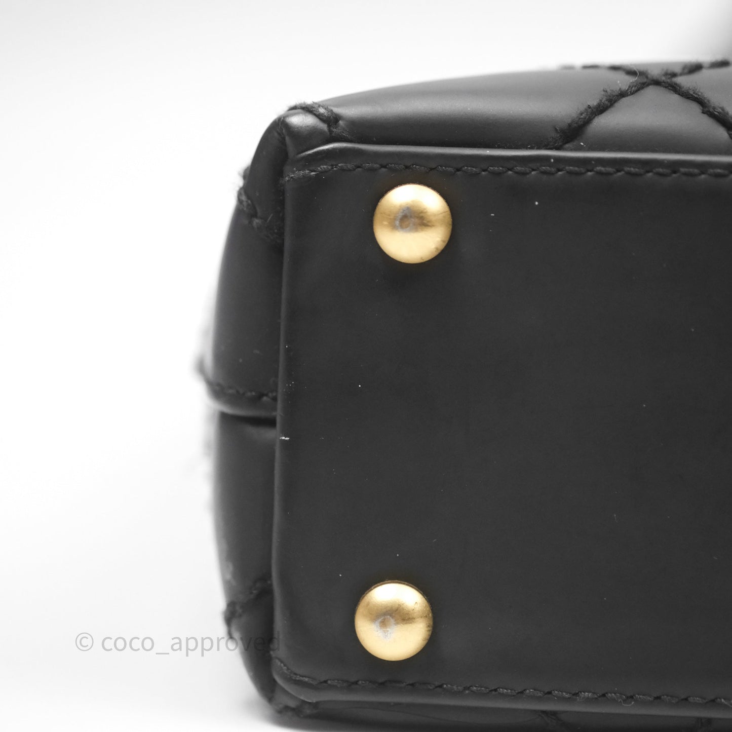 Chanel Vintage Quilted CC Tote Bag Matte Black Calfskin Gold Hardware