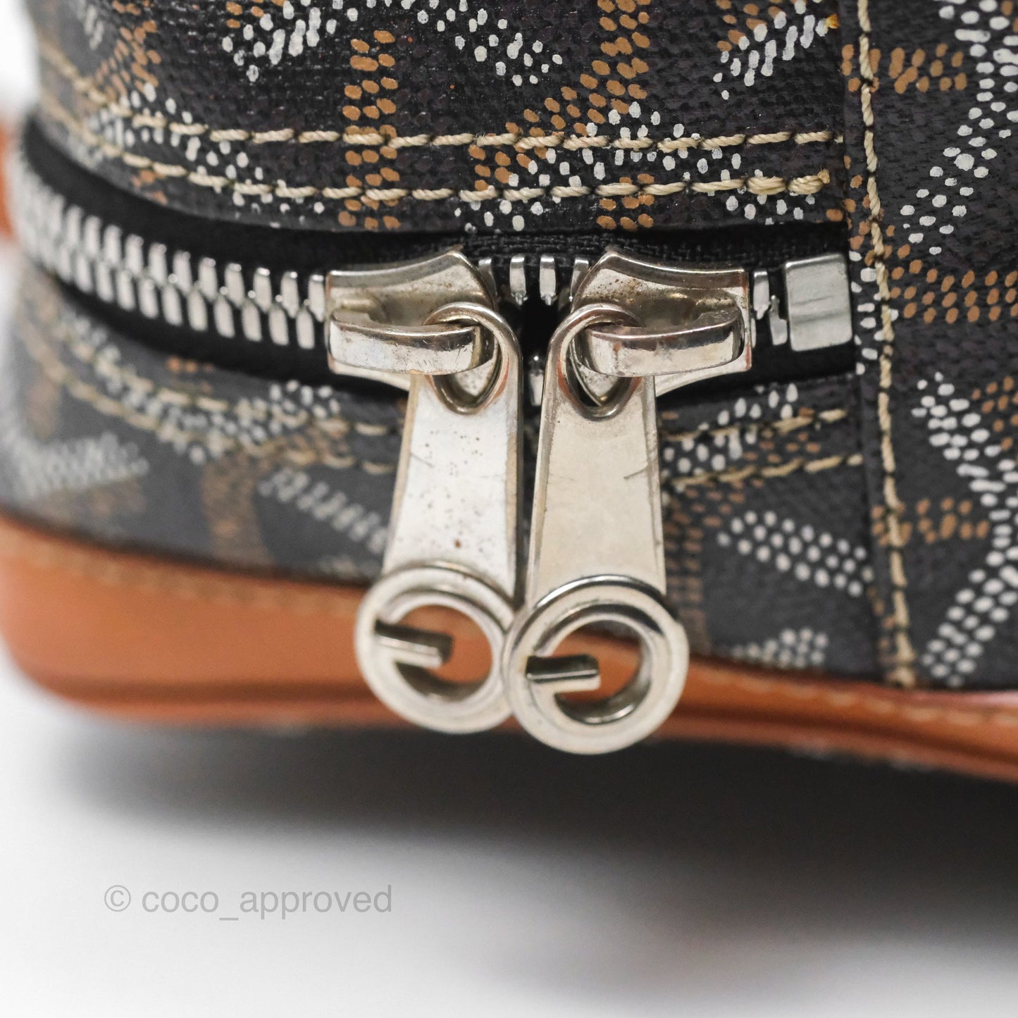 Goyard Saint Martin Bag Goyardine Canvas Black/ Tan