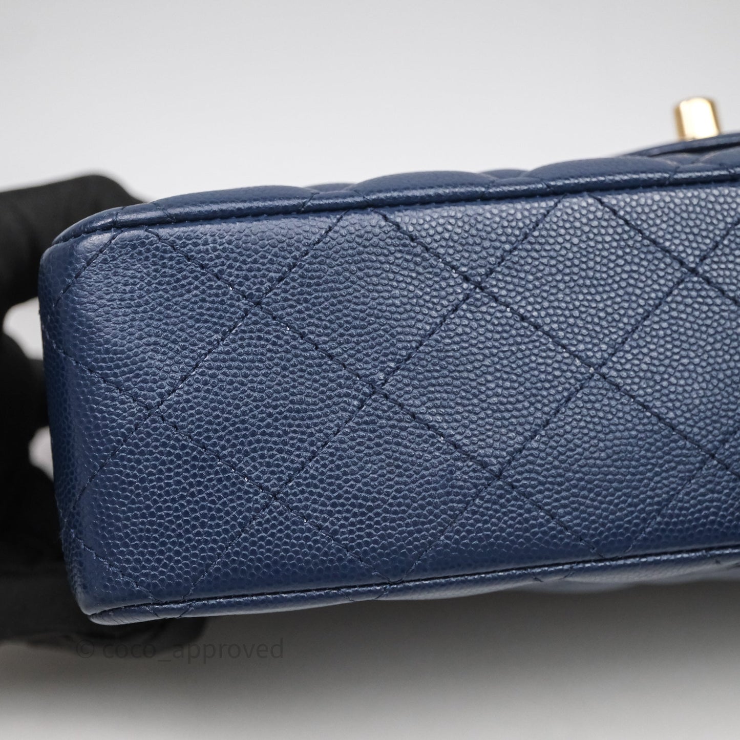 Chanel Medium Classic Flap Quilted Dark Blue Caviar Gold Hardware