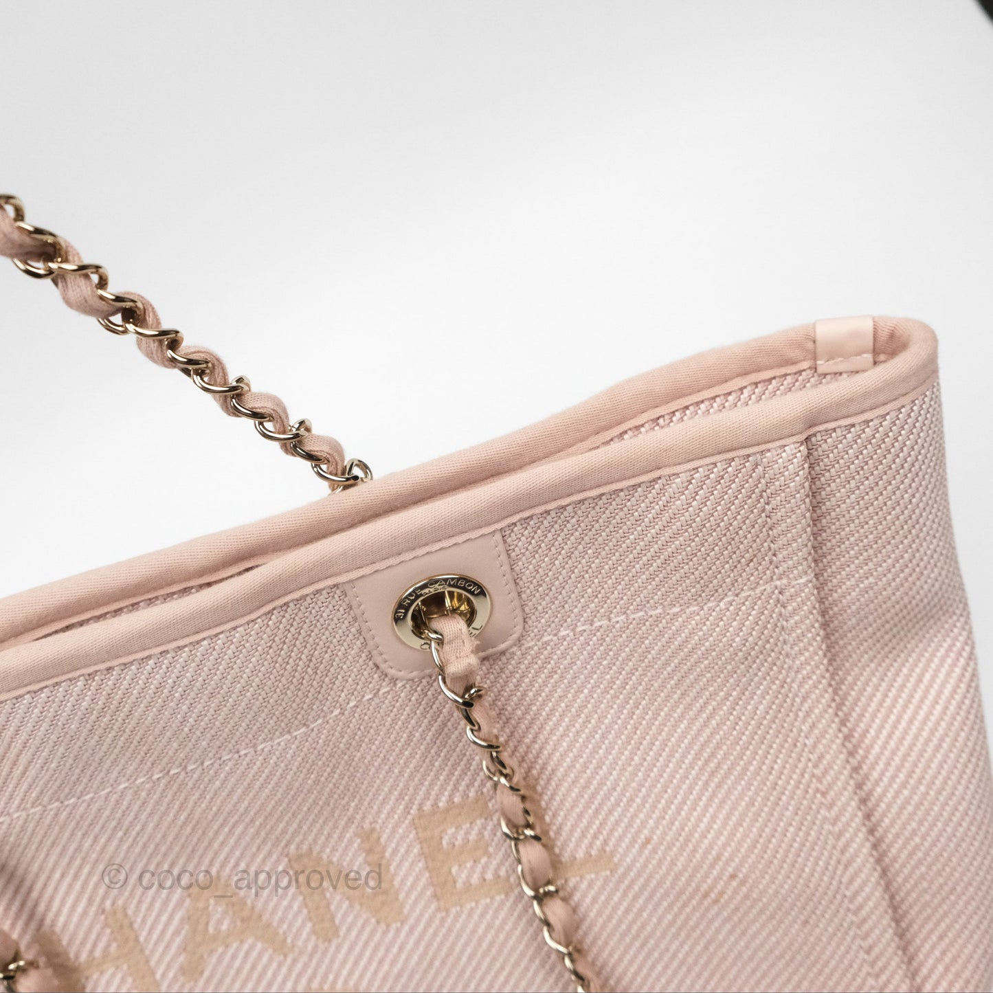 Chanel Medium Deauville Pink Canvas Gold Hardware