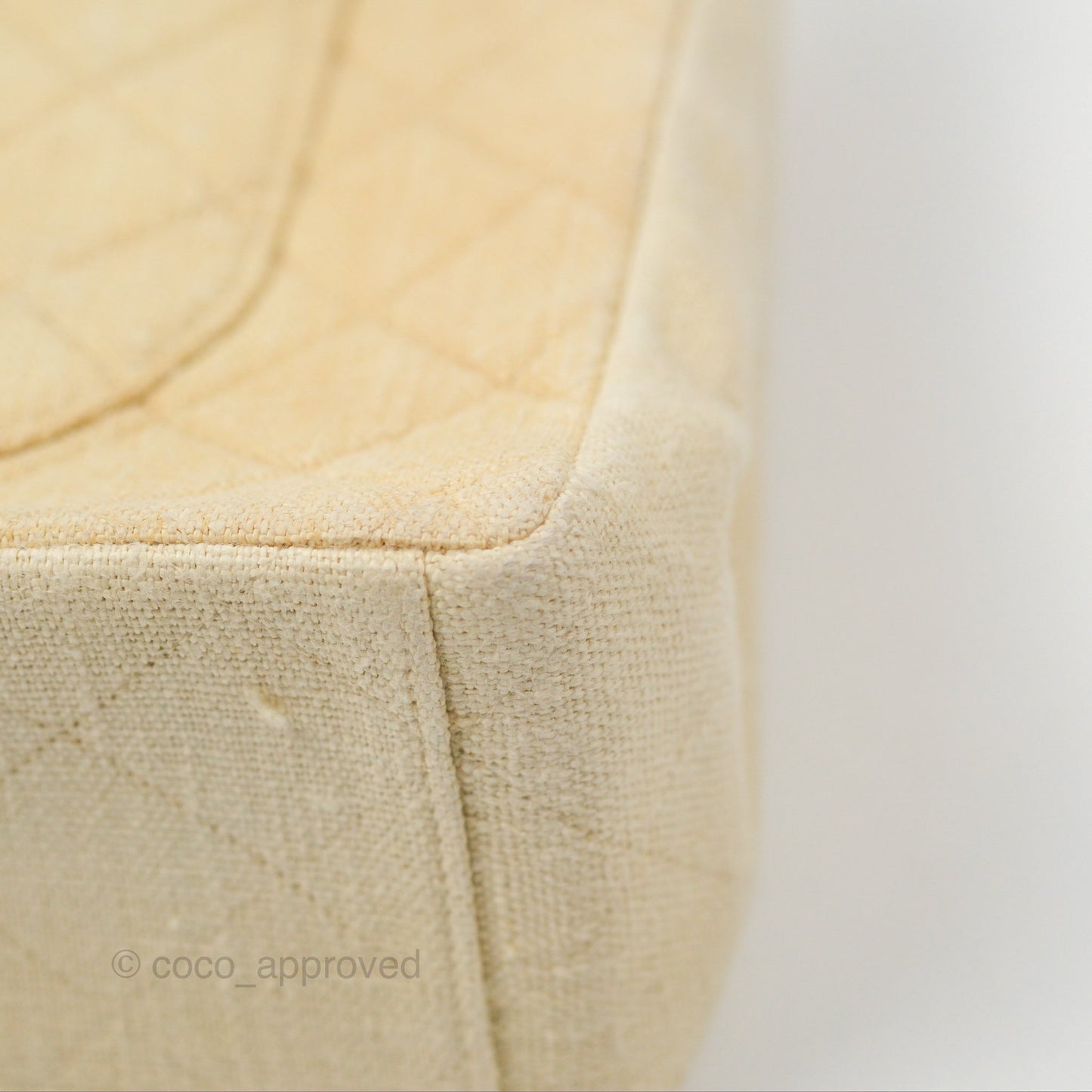 Chanel Vintage XL Jumbo Single Flap Beige Cotton Canvas 24K Gold Hardware