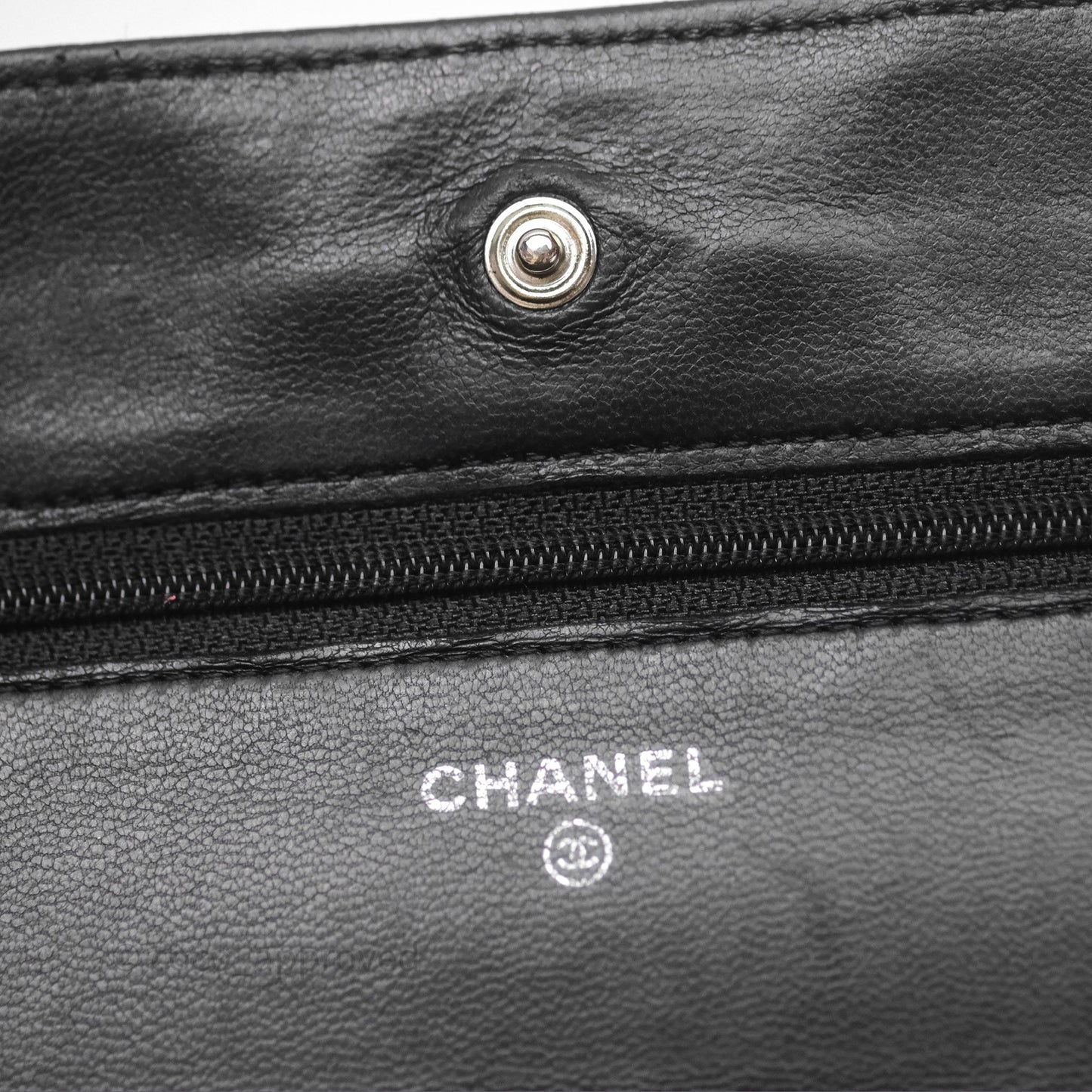 Chanel Quilted WOC Black Lambskin Silver Hardware