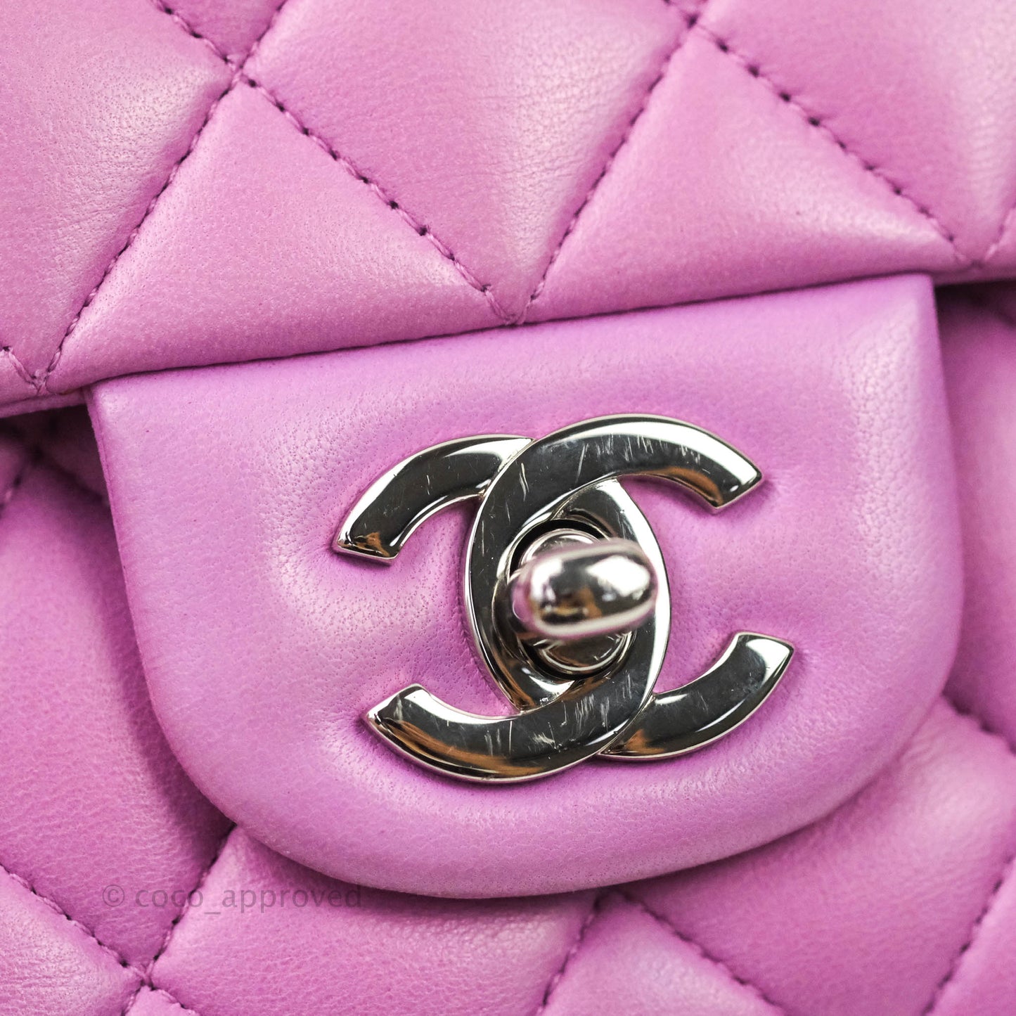 Chanel Classic M/L Medium Double Flap Purple Lambskin Silver Hardware