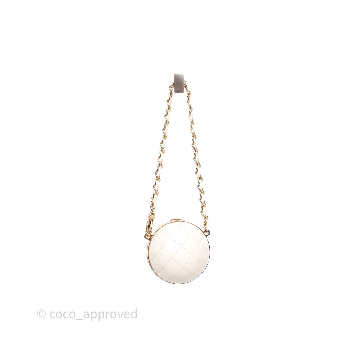 Chanel Mini Ball Bag Charm White Lambskin Gold Hardware
