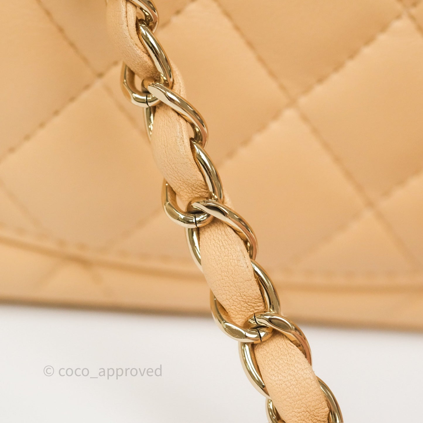 Chanel Mini Rectangular Quilted Beige Lambskin Gold Hardware