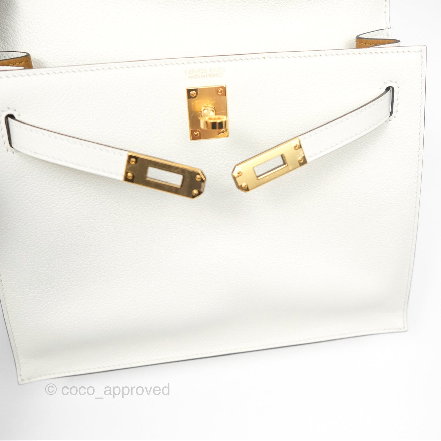 Hermès Kelly Danse II Bag Blanc/Kraft Evercolor Gold Hardware