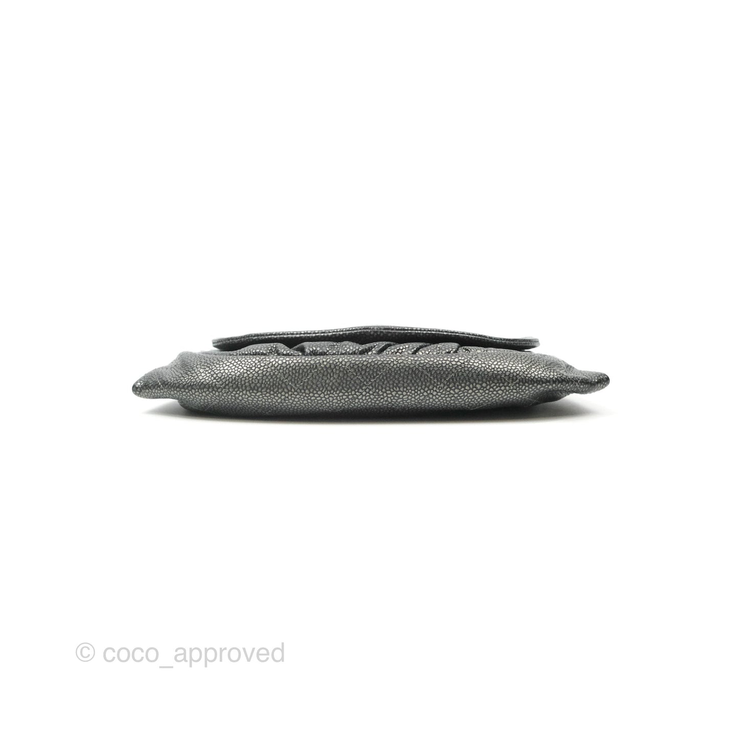 Chanel Half Moon Wallet on Chain WOC Metallic Dark Grey Caviar Silver Hardware