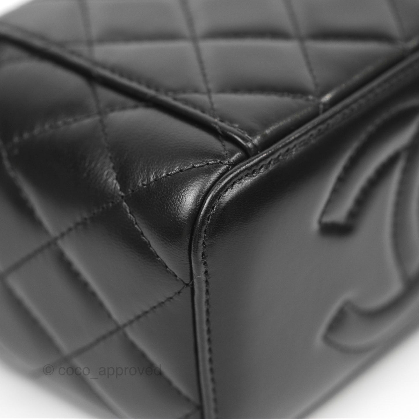 Chanel Vanity with Adjustable Chain Black Lambskin Aged Gold Hardware